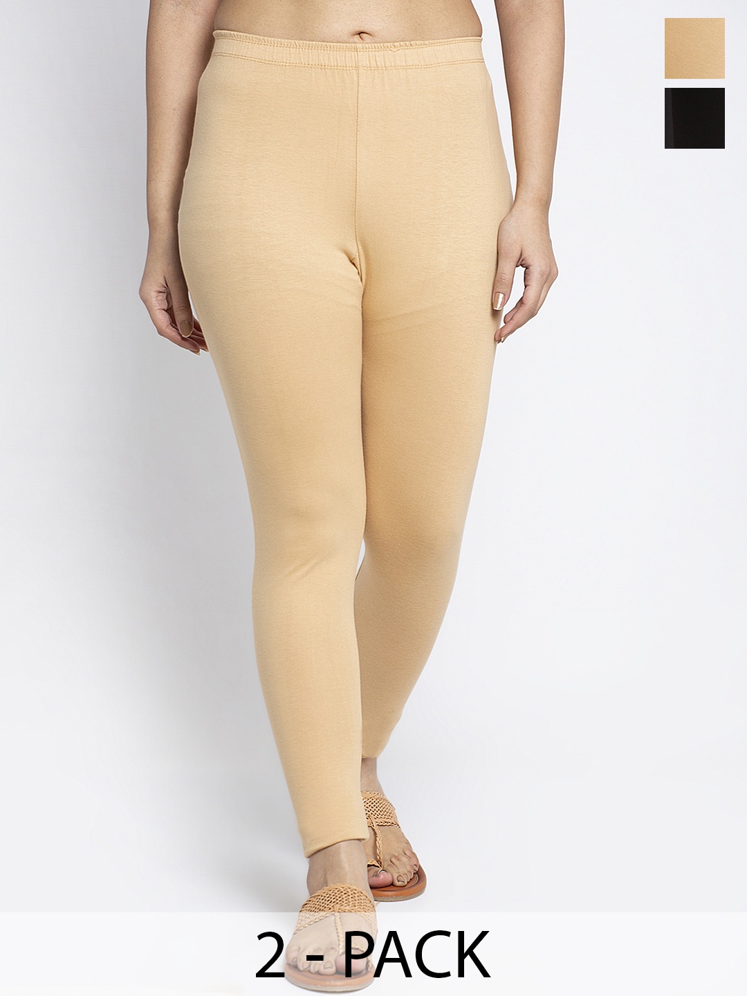 

Jinfo Pack Of 2 Ankle-Length Leggings, Black
