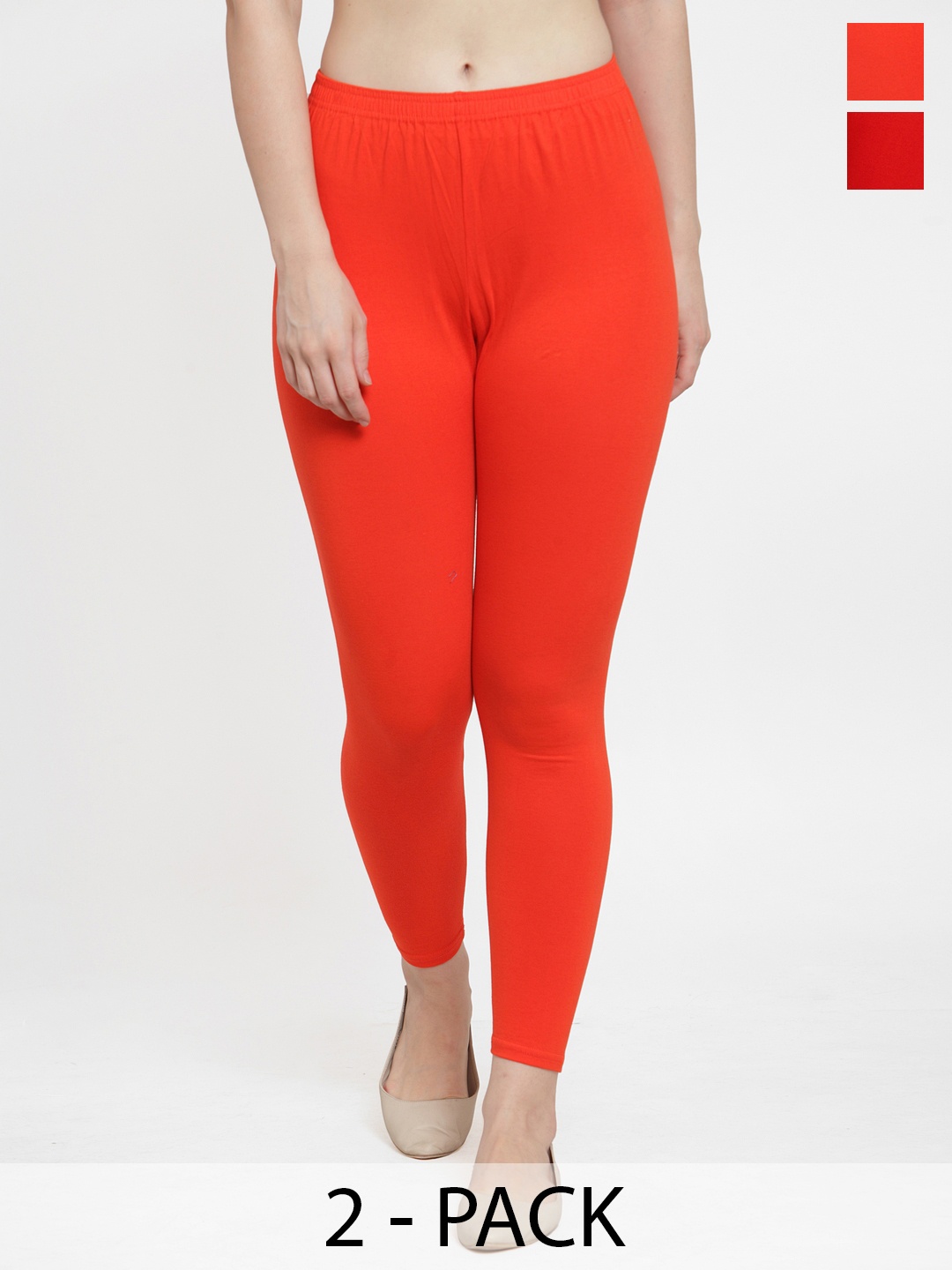 

Jinfo Pack Of 2 Ankle-Length Leggings, Red