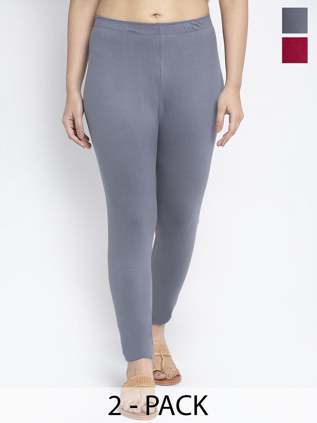 

Jinfo Pack Of 2 Ankle Length Leggings, Grey