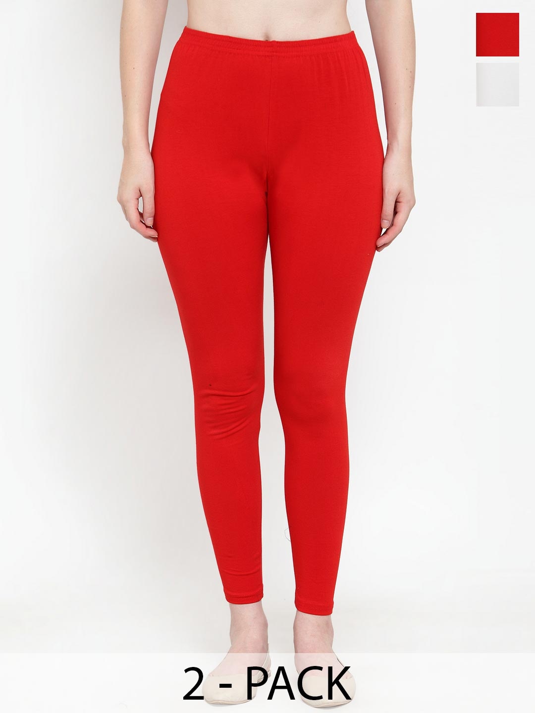 

Jinfo Pack Of 2 Ankle-Length Leggings, White
