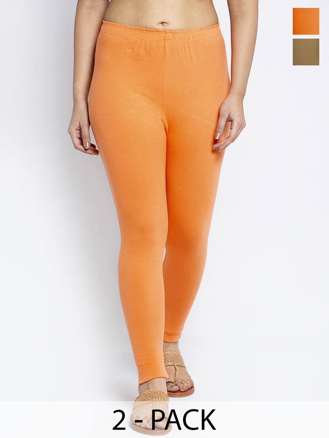 

Jinfo Pack Of 2 Ankle-Length Leggings, Orange