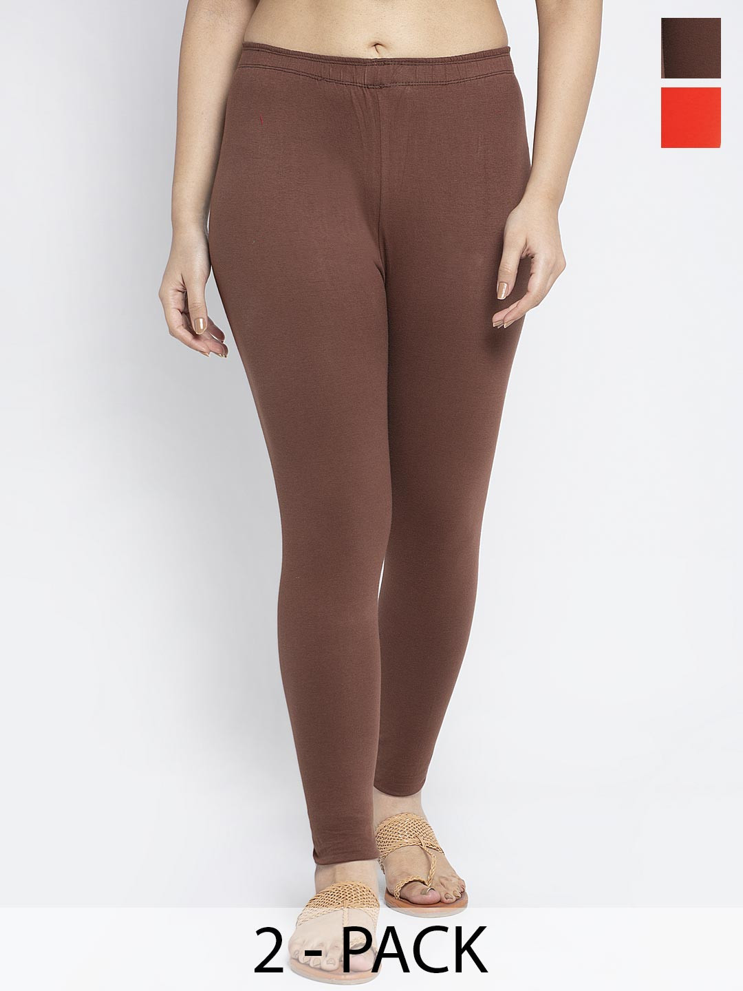 

Jinfo Pack Of 2 Ankle-Length Leggings, Orange
