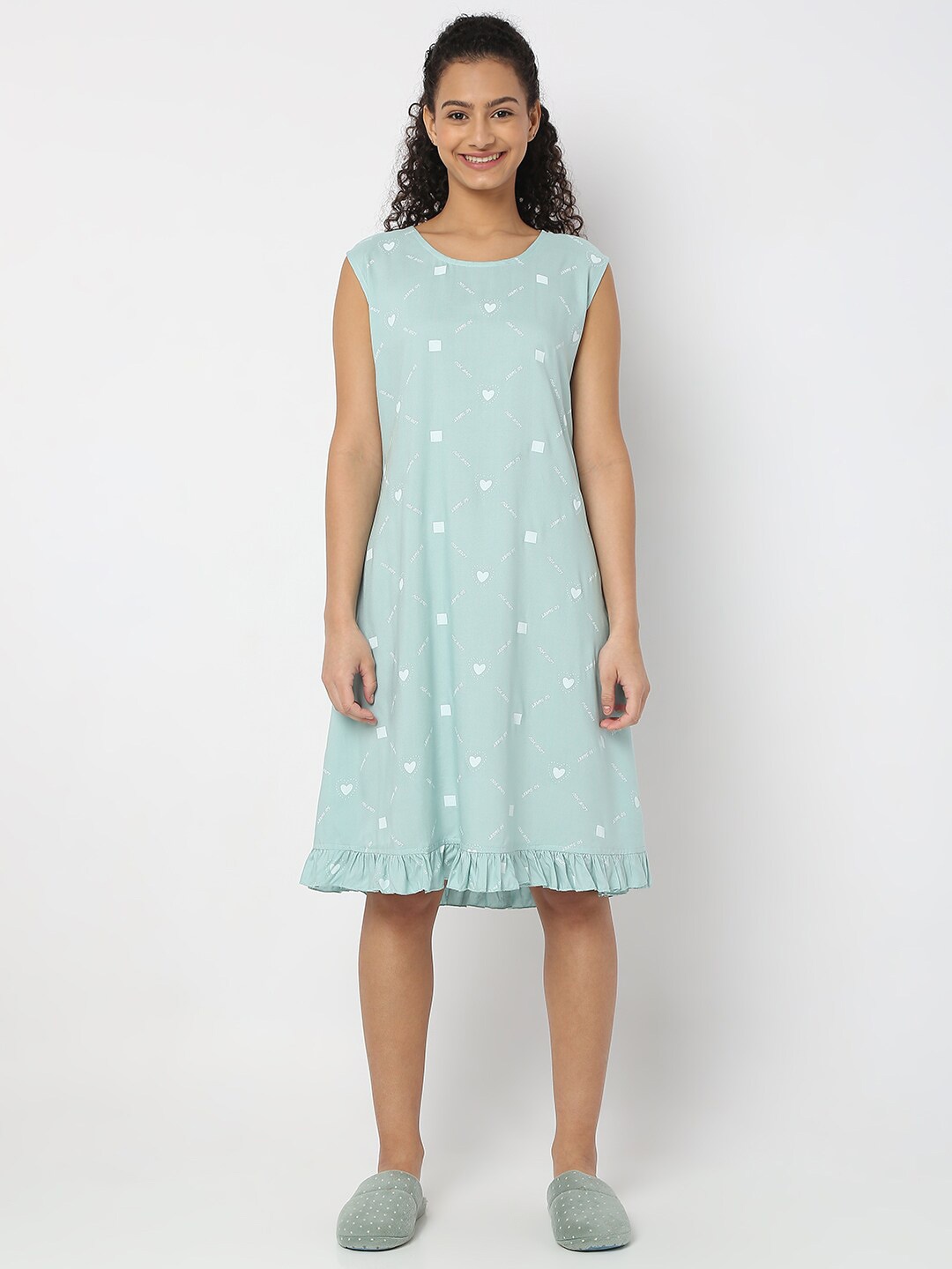 

Smarty Pants Pure Cotton Printed Nightdress, Olive
