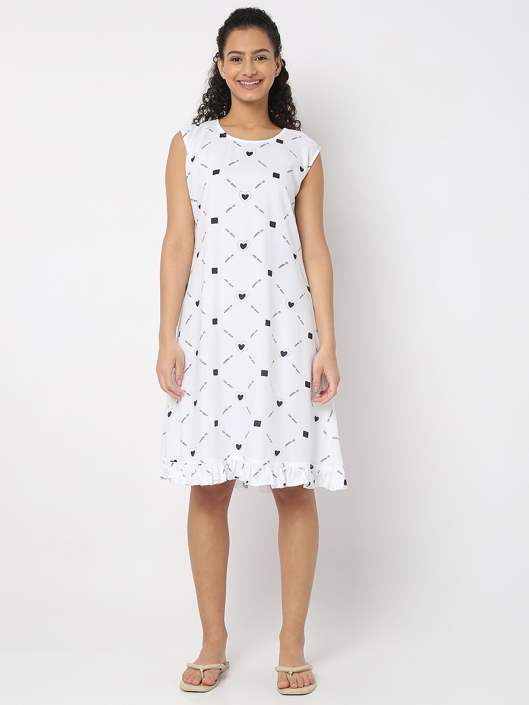 

Smarty Pants Pure Cotton Printed Nightdress, White