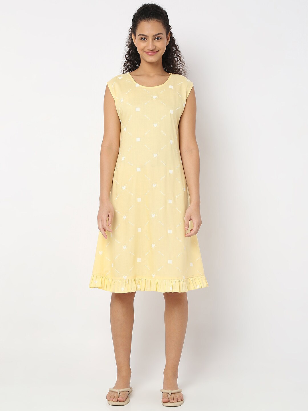 

Smarty Pants Pure Cotton Printed Nightdress, Yellow