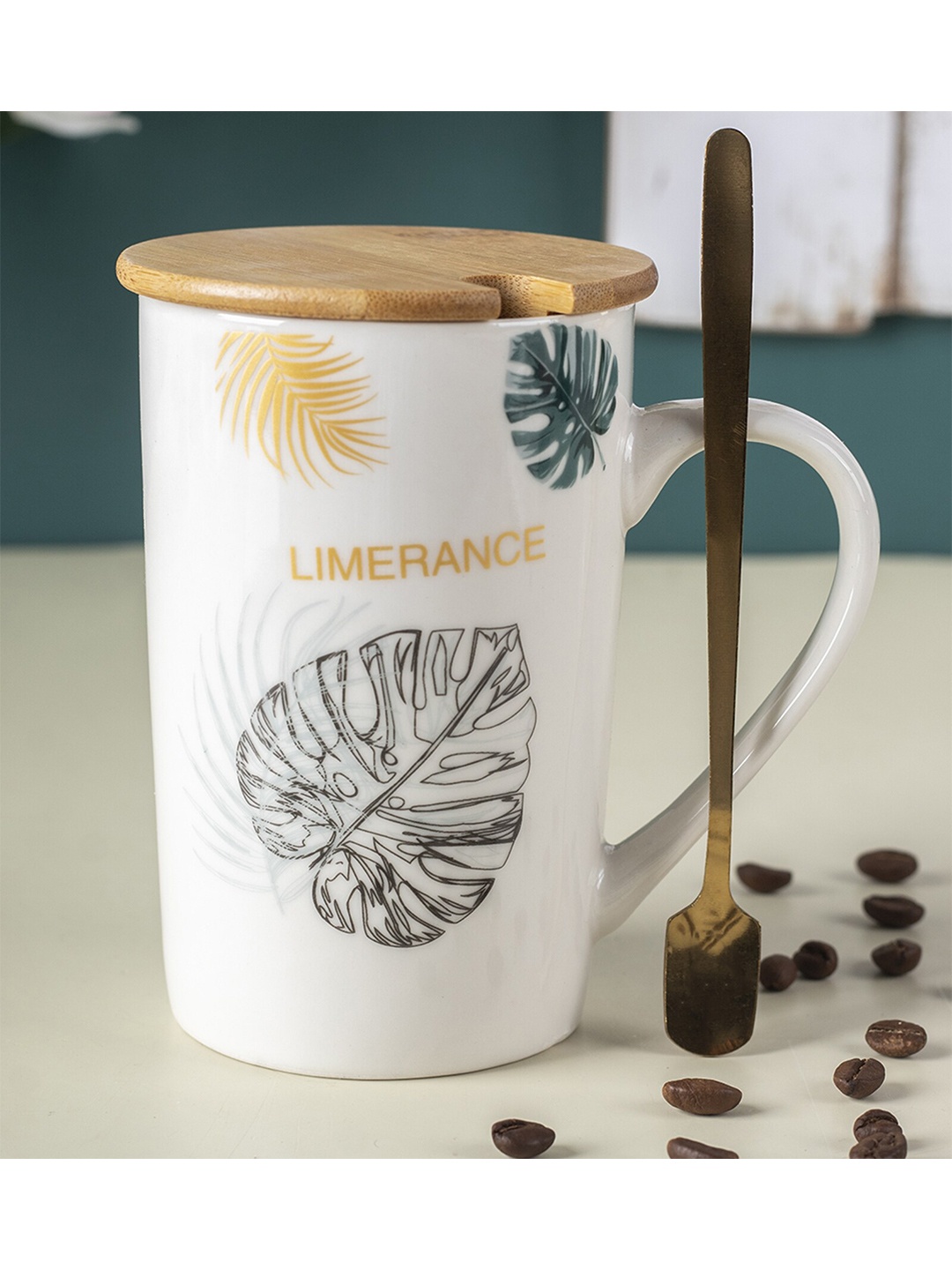 

MARKET99 White & Brown Text or Slogans Printed Ceramic Matte Mug With Lid