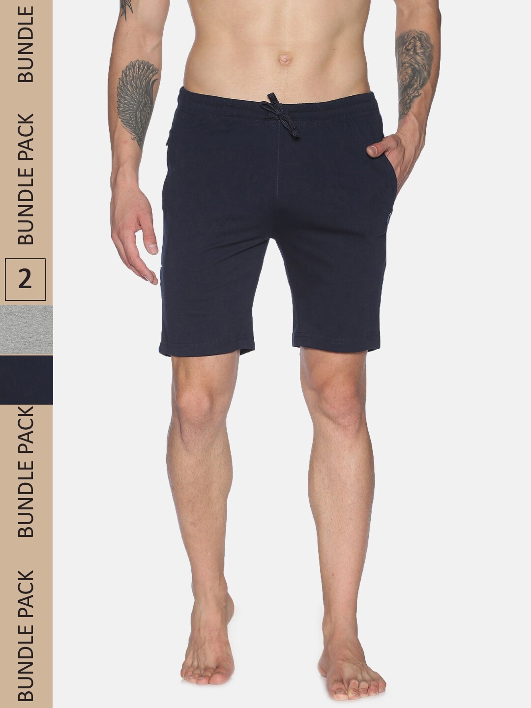 

Dollar Men Black & Grey 2 Lounge Shorts