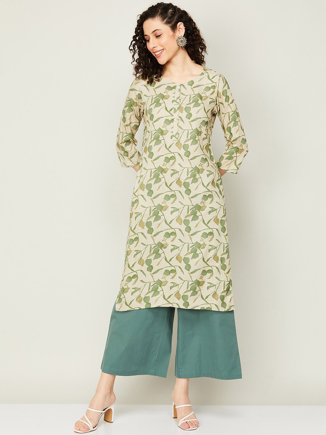 

Melange by Lifestyle Women Floral Printed Kurta, Green