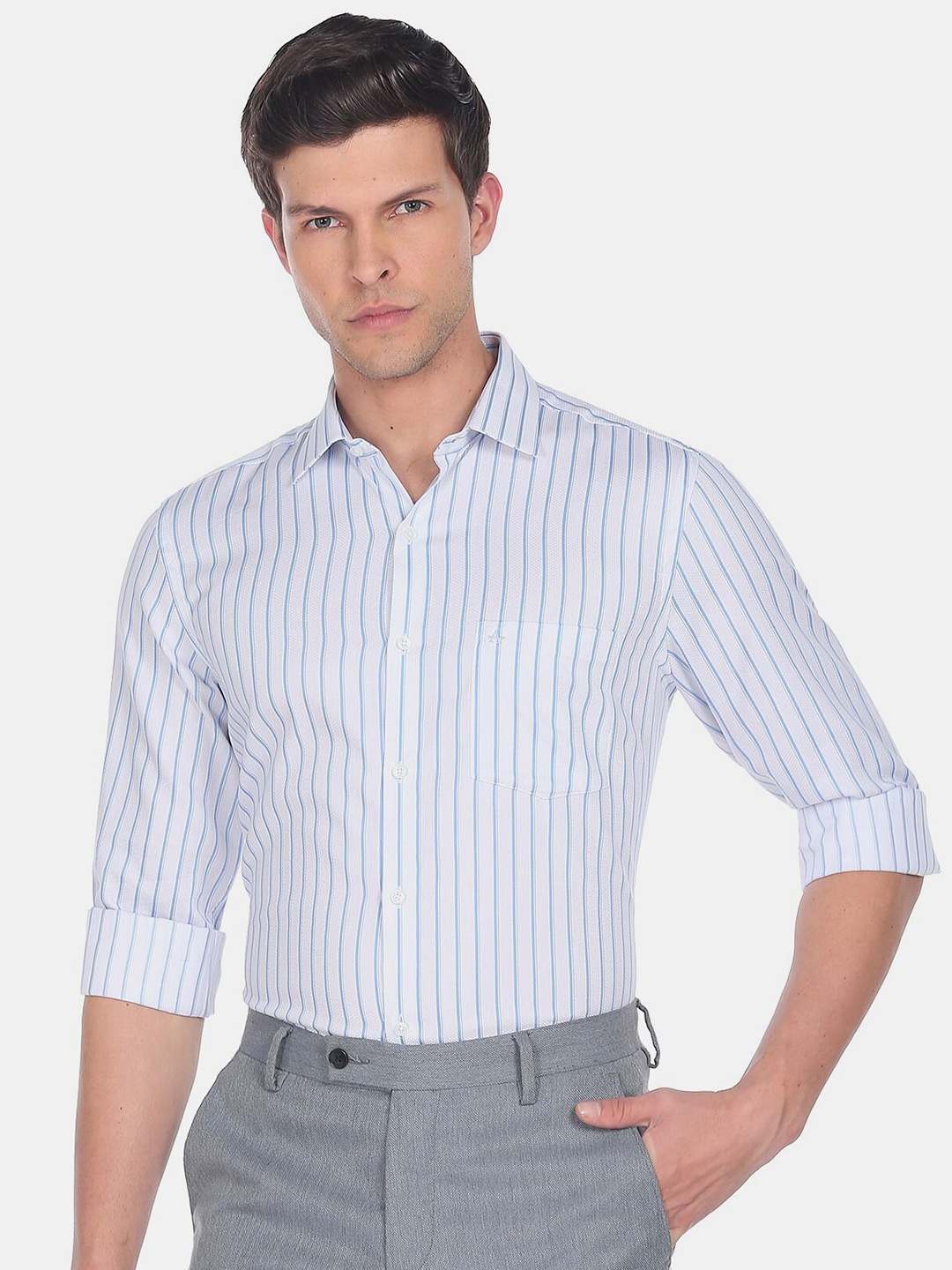 

Arrow Men Striped Formal Cotton Shirt, White