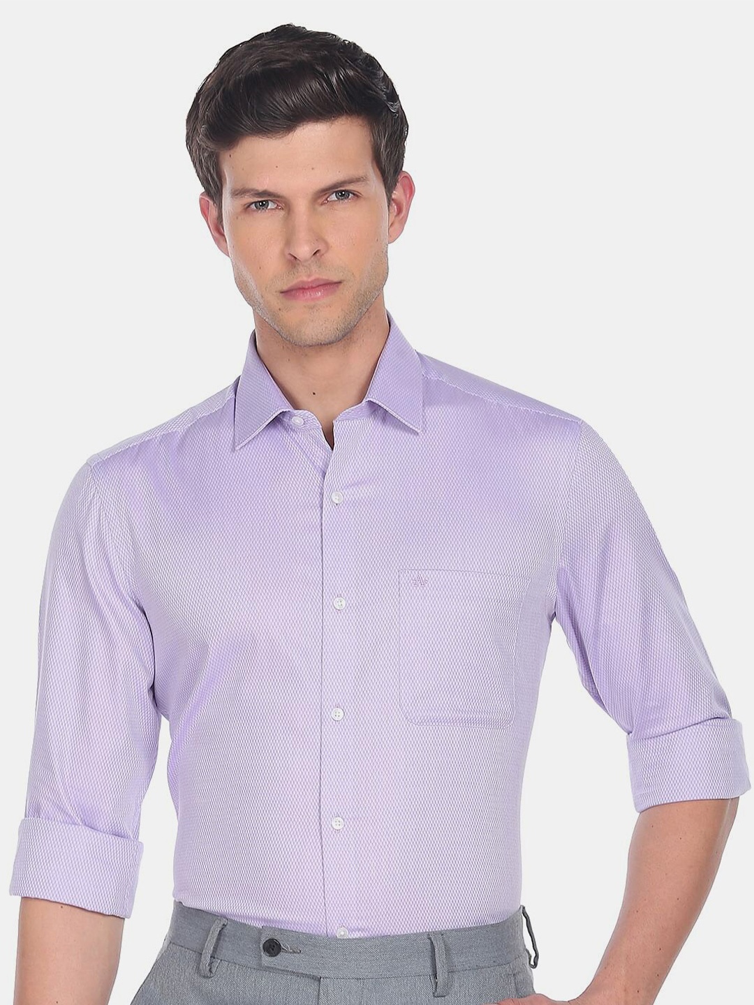 

Arrow Men Slim Fit Formal Pure Cotton Shirt, Purple