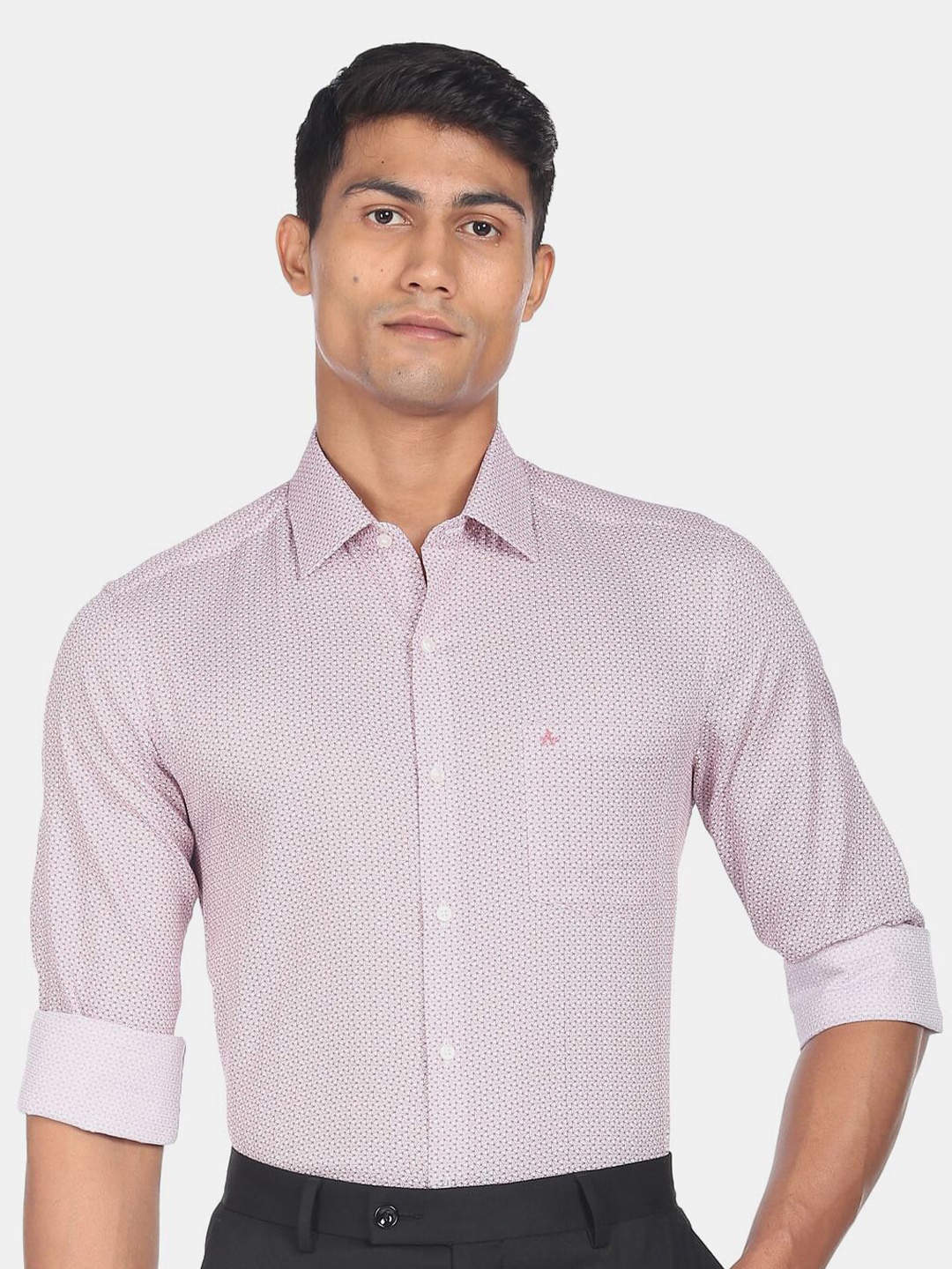

Arrow Men Slim Fit Printed Pure Cotton Formal Shirt, Pink