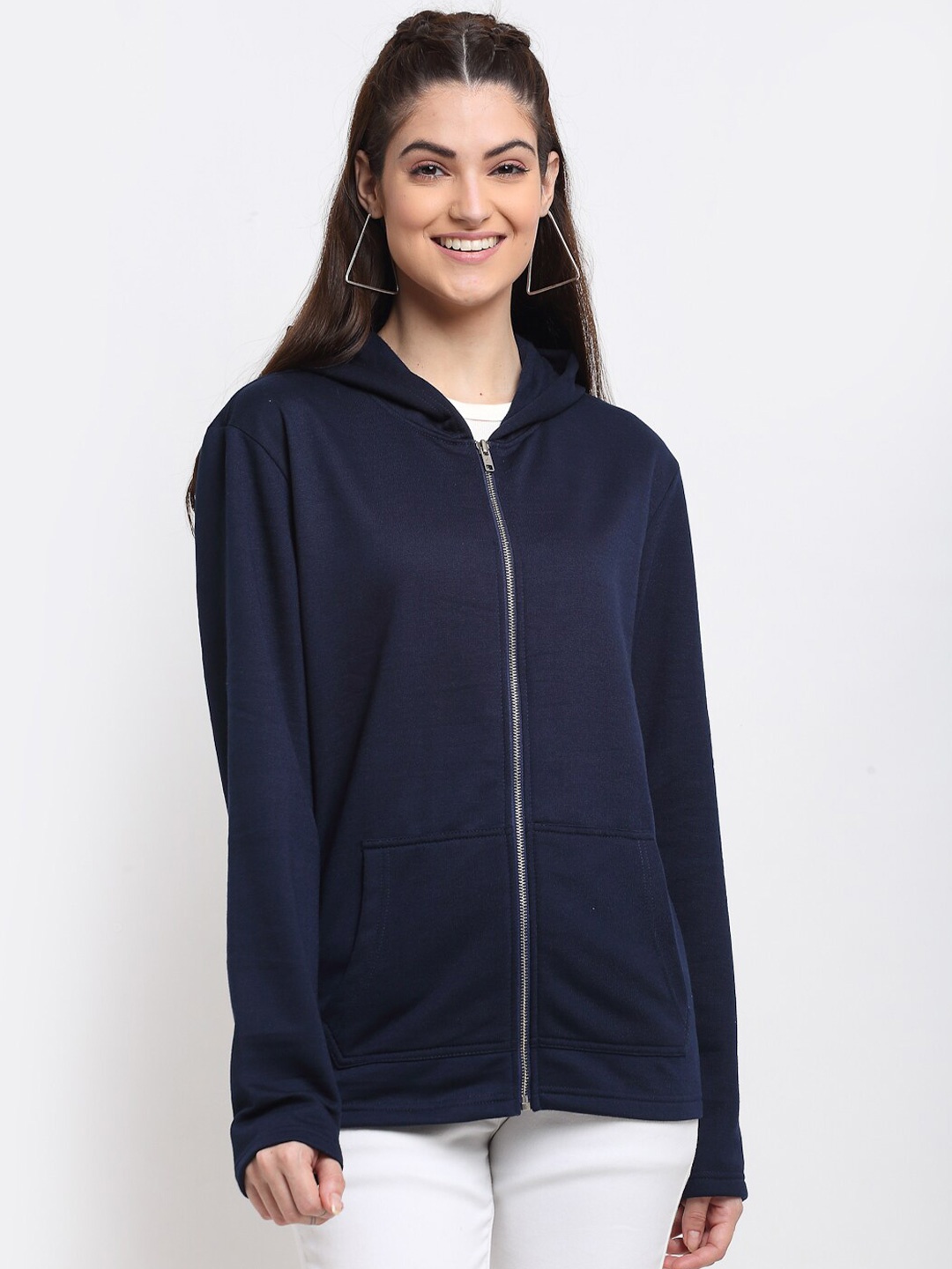 

DOOR74 Women Hooded Cotton Sweatshirt, Navy blue