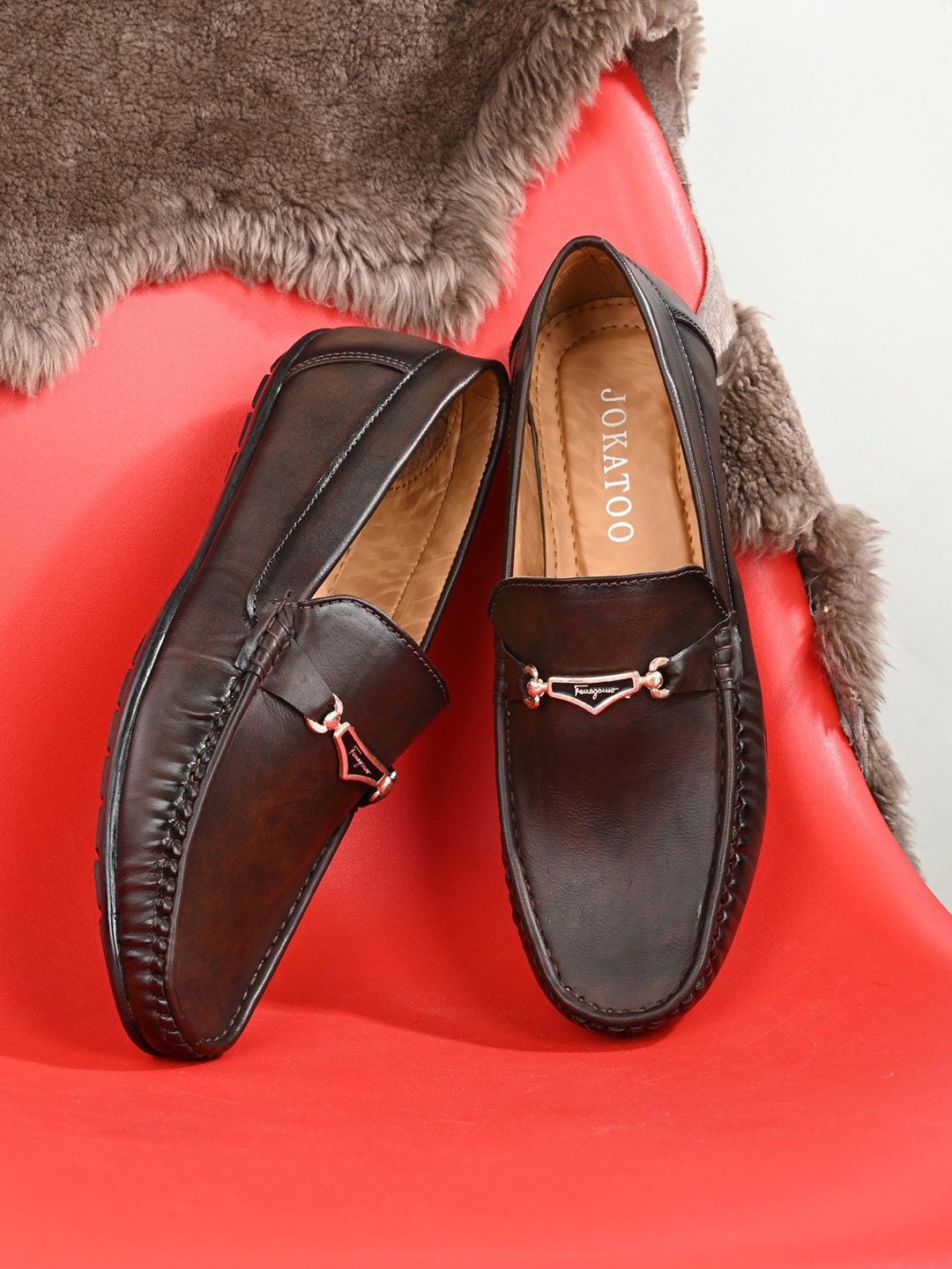

JOKATOO Men Horsebit Loafers, Brown