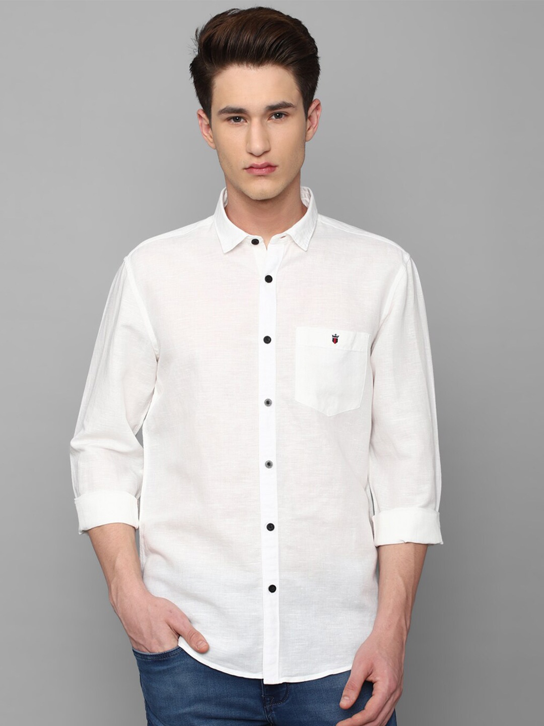 

Louis Philippe Jeans Men Linen Slim Fit Casual Shirt, White