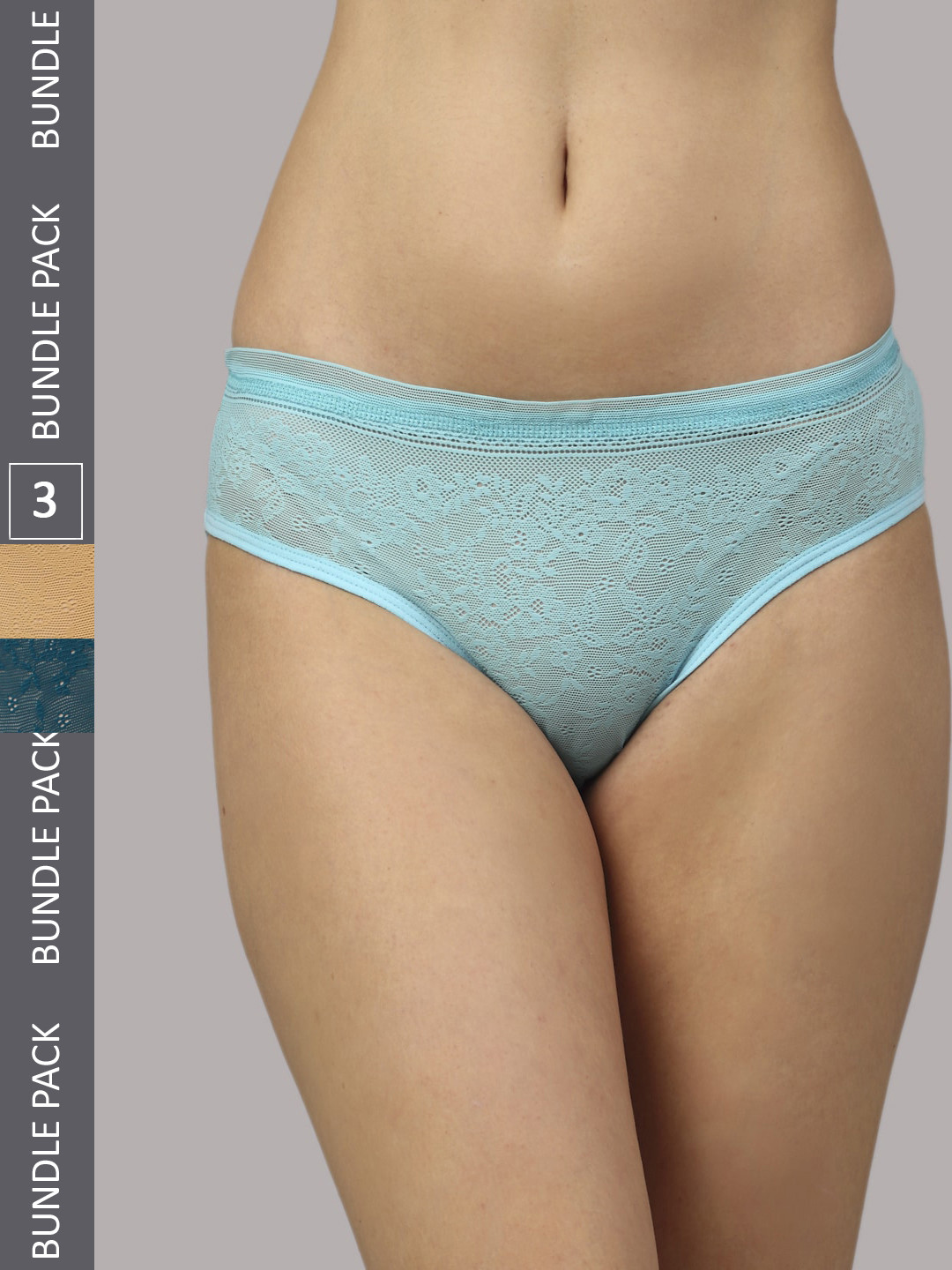 

PrettyCat Women Pack Of 3 Self-Designed Bikini Briefs, Blue