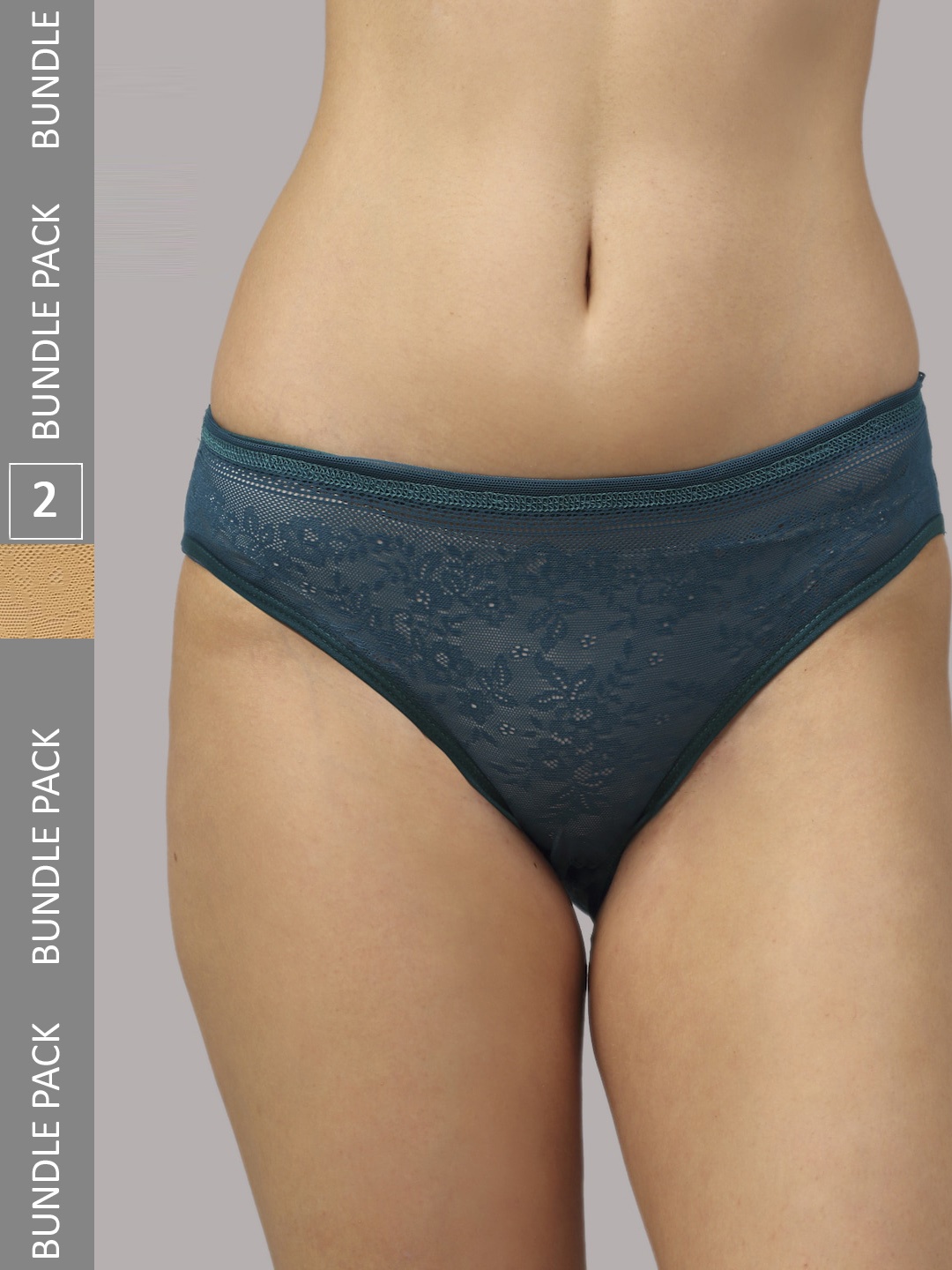 

PrettyCat Pack Of 2 Lace Bikini Briefs, Beige