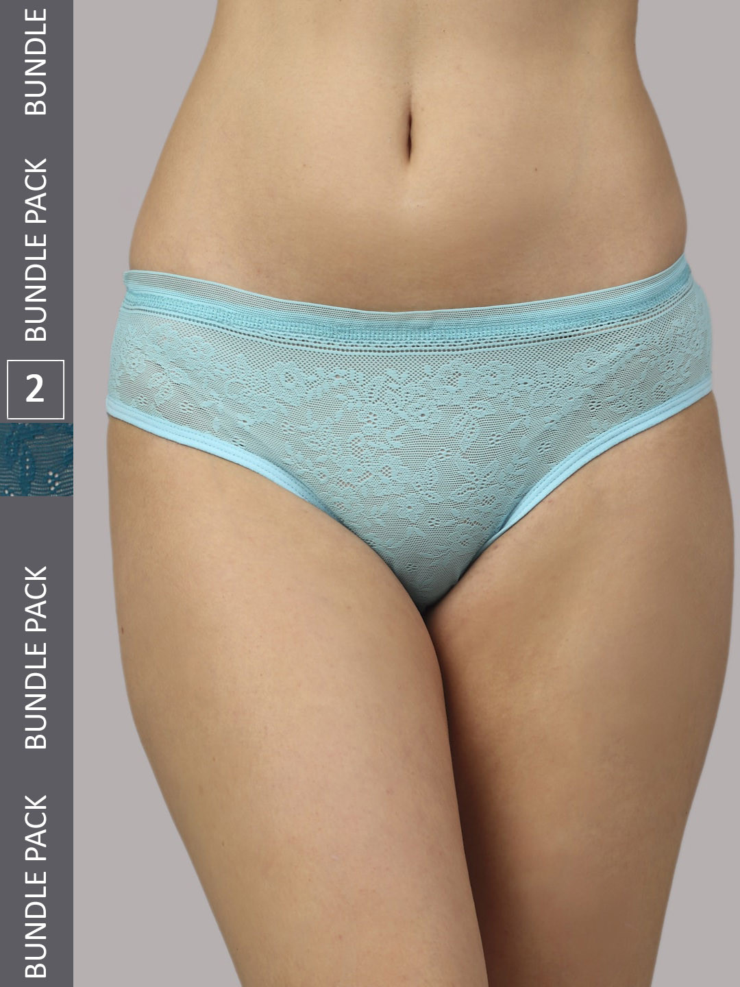 

PrettyCat Women Pack Of 2 Self-Design Bikini Briefs, Blue