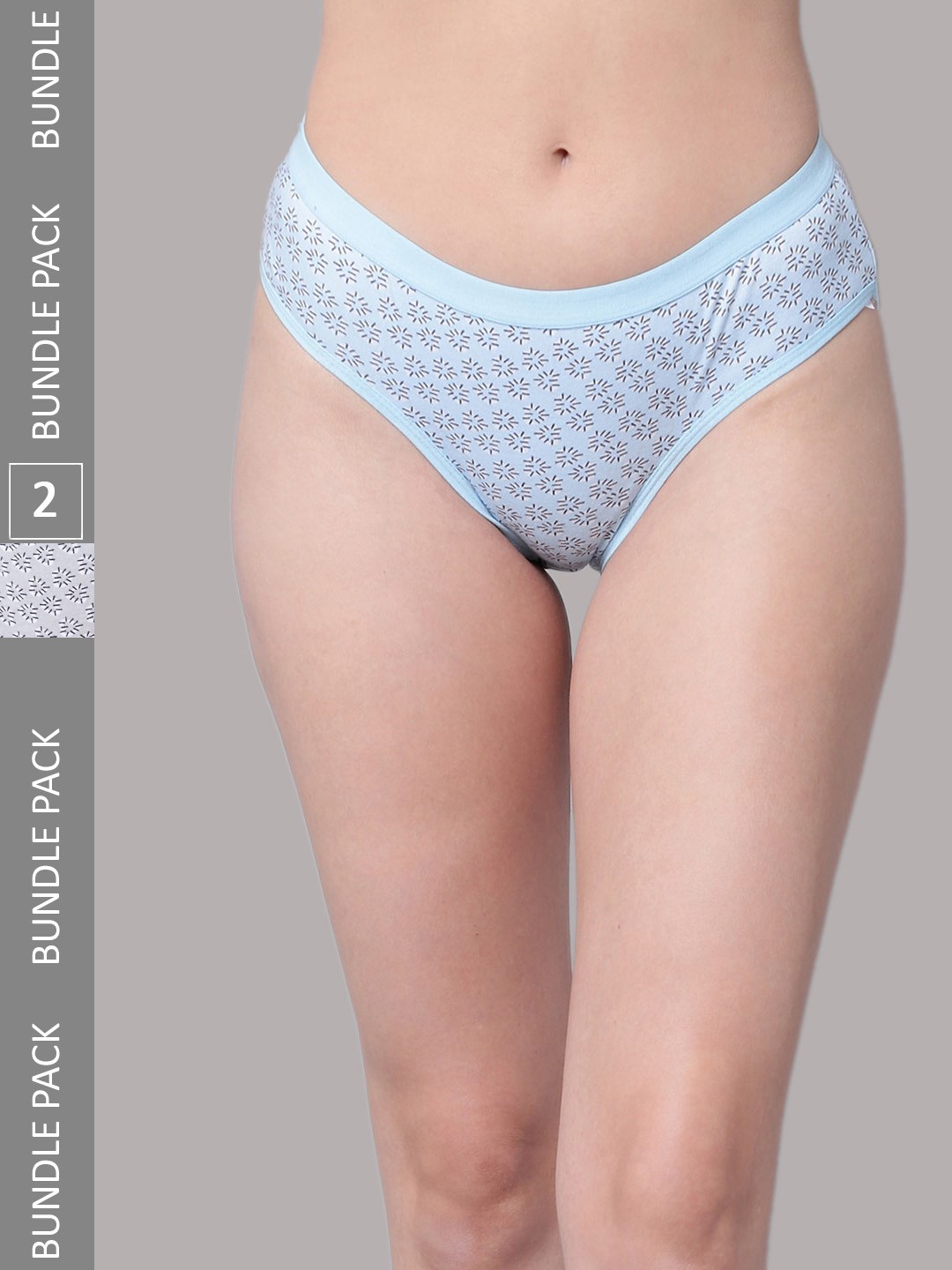 

PrettyCat Women Pack Of 2 Printed Cotton Bikini Briefs, Blue