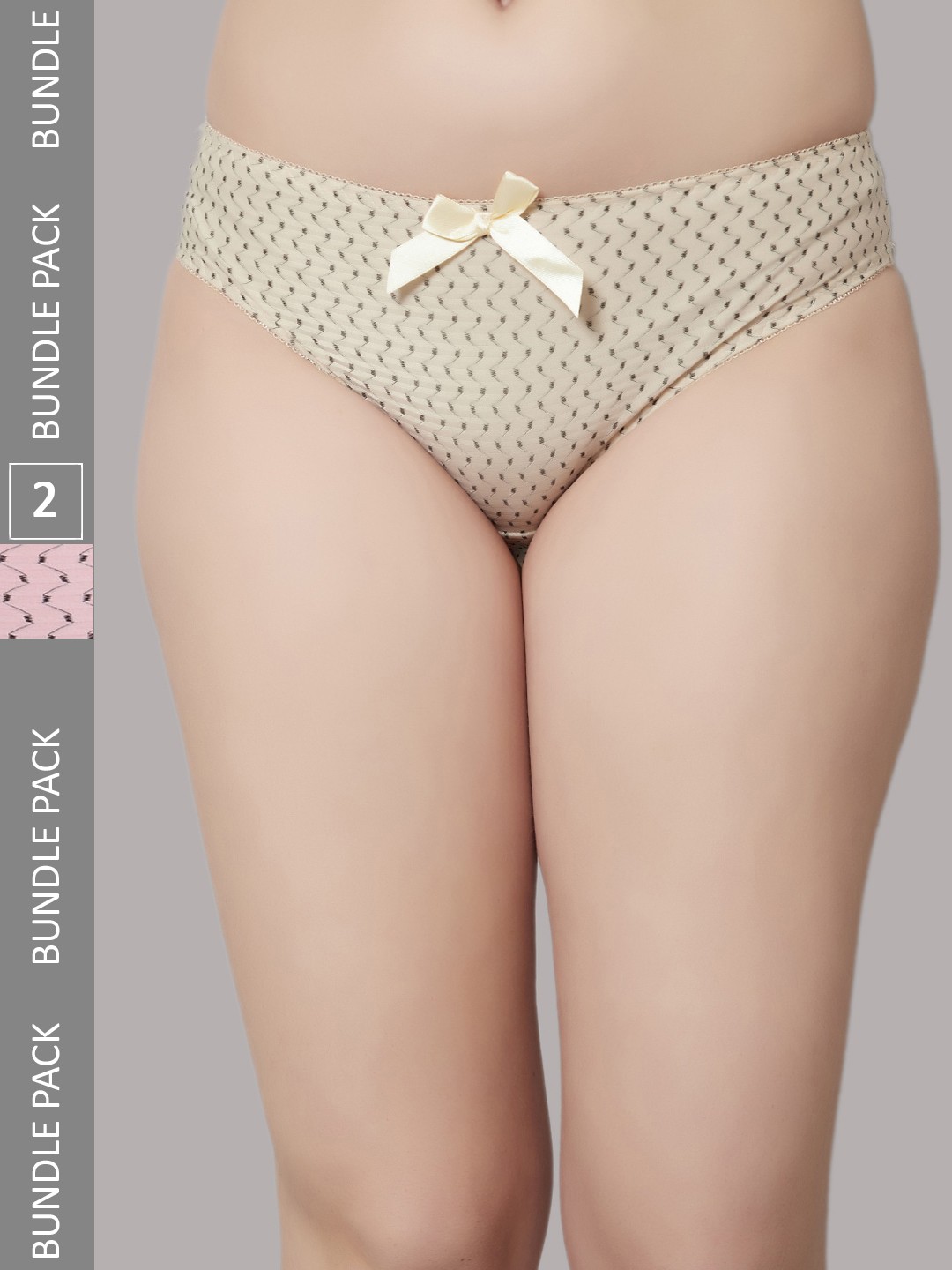 

PrettyCat Women Pack Of 2 Polka Dot Printed Bikini Briefs, Pink