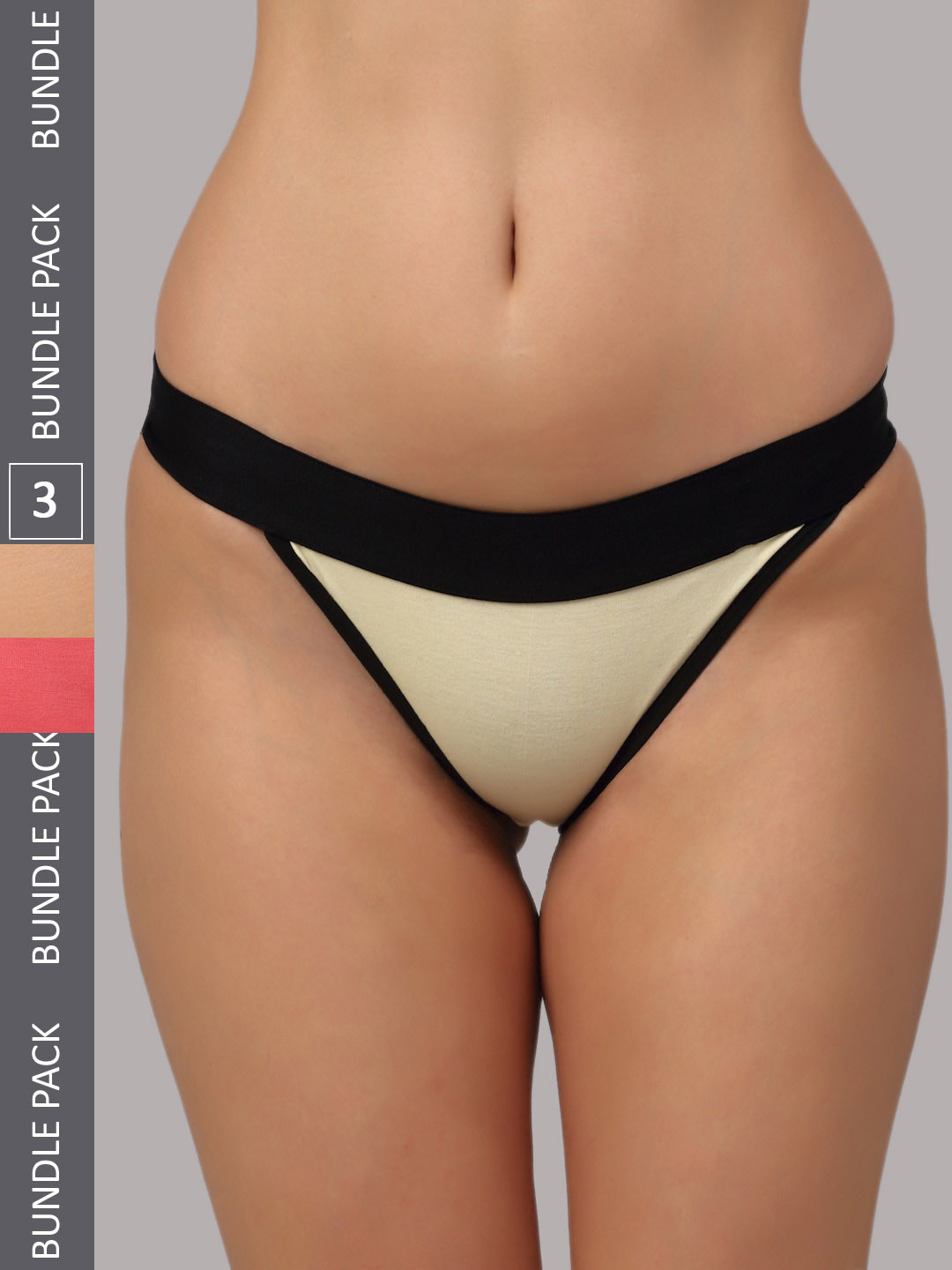 

PrettyCat Women Pack Of 3 Colourblocked Thongs, Yellow