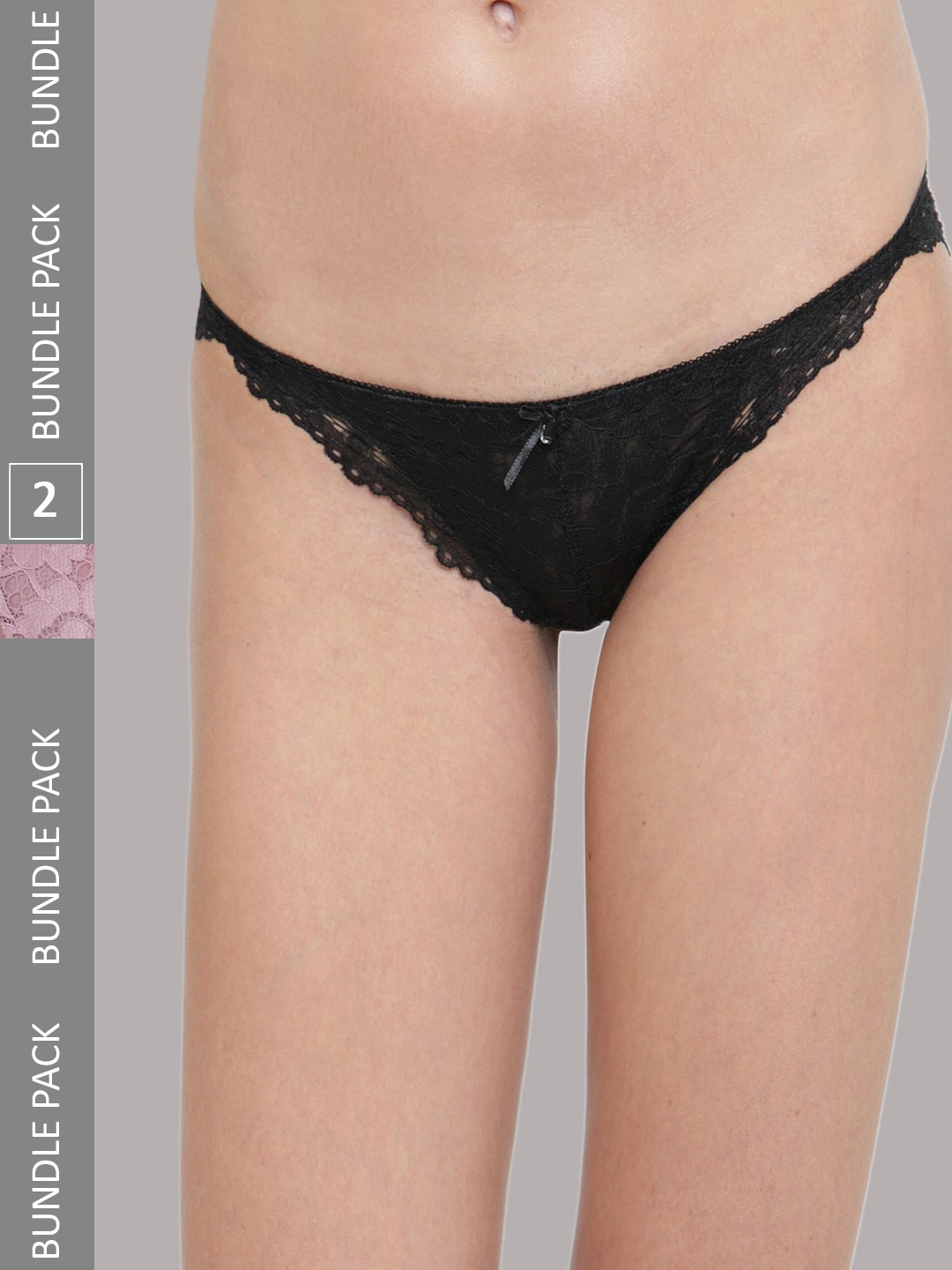 

PrettyCat Women Pack Of 2 Self-Design Bikini Briefs, Mauve