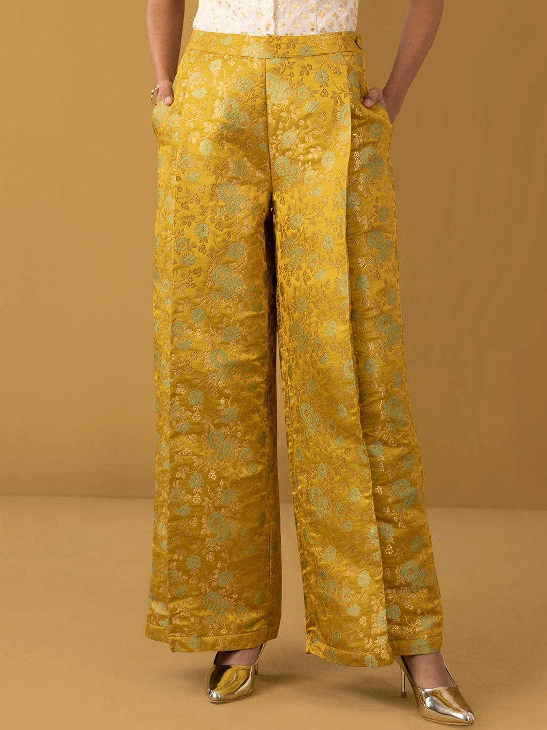 

Marigold by FableStreet WomenEthnic Motifs Relaxed Loose Fit Trousers, Yellow