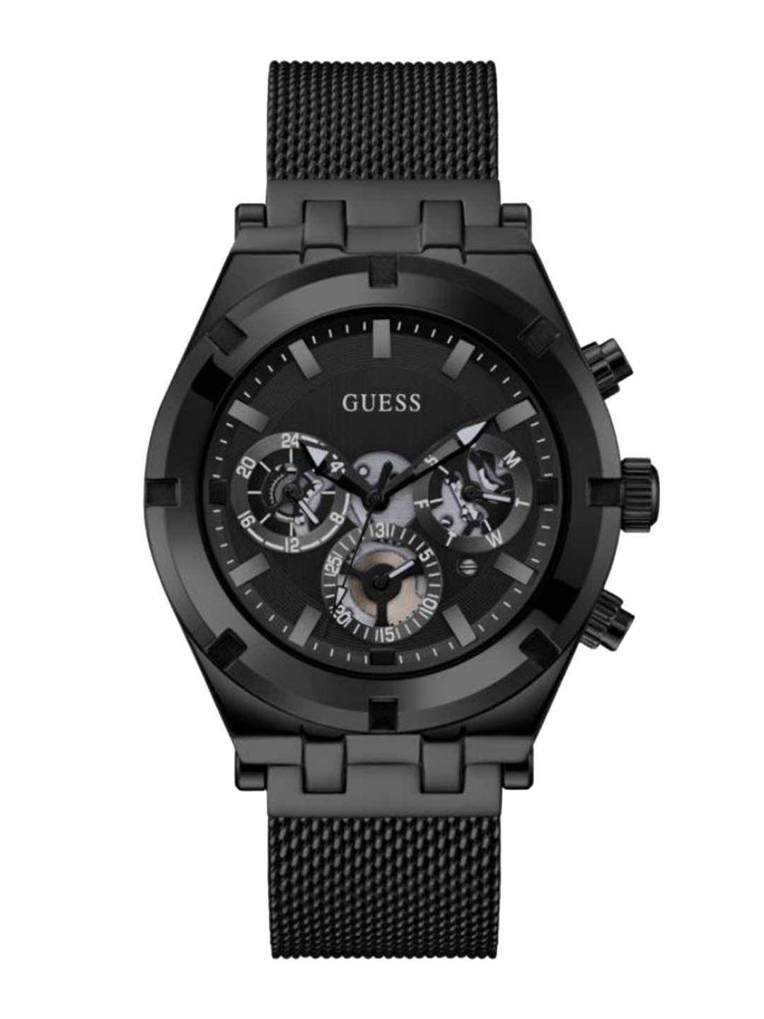 

GUESS Men Skeleton Dial & Black Bracelet Style Straps Analogue Watch