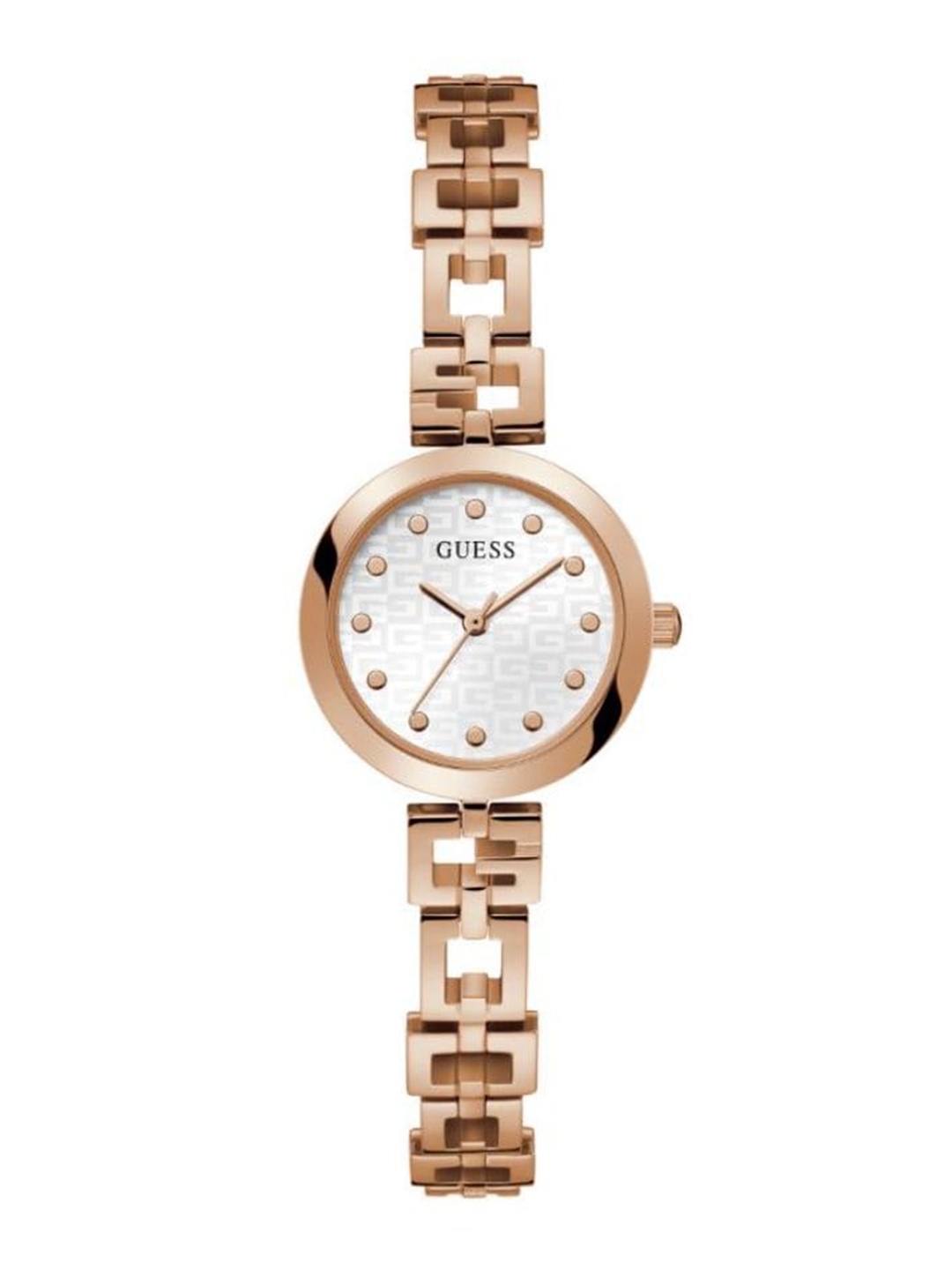 

GUESS Women Printed Dial & Bracelet Style Straps Analogue Watch- GW0549L3, Rose gold