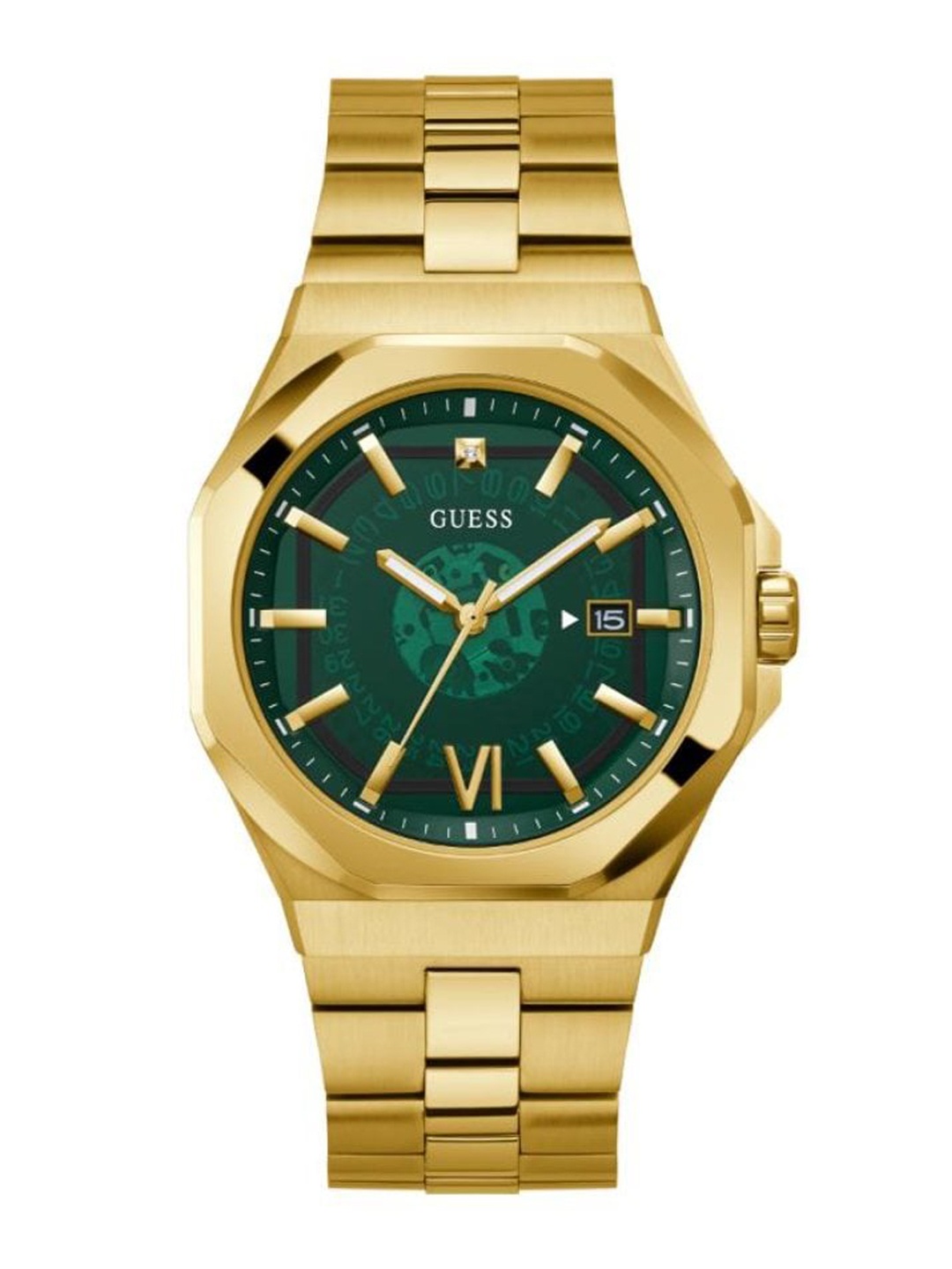 

GUESS Men Stainless Steel Bracelet Style Straps Analogue Watch GW0573G2, Gold