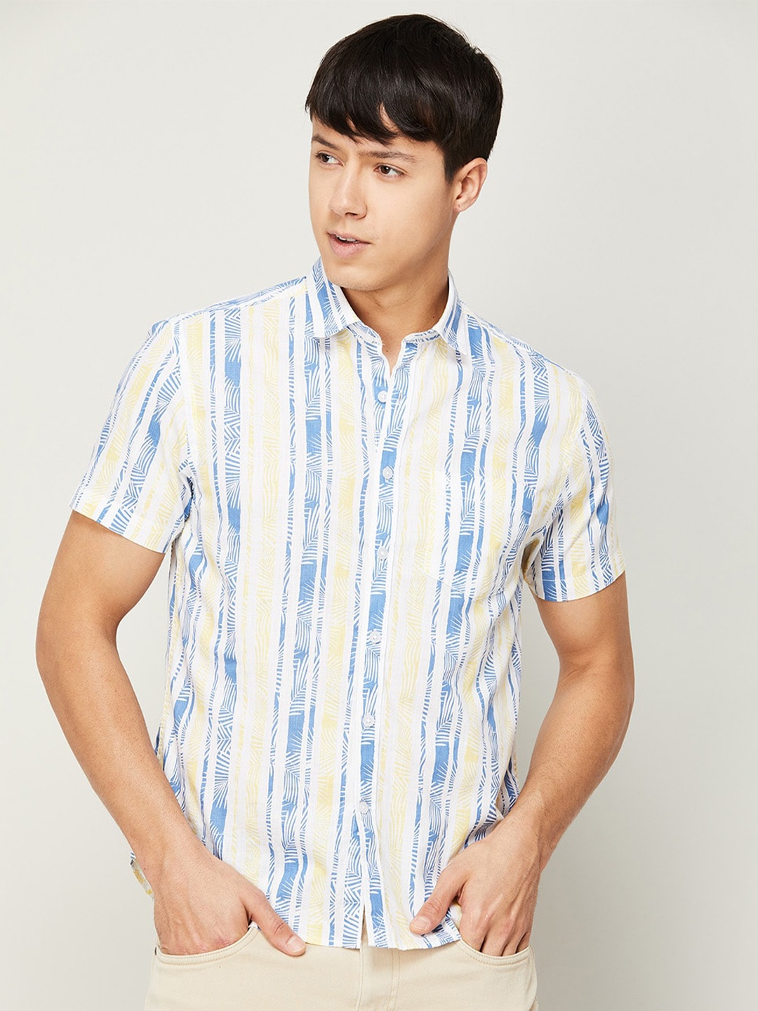 

CODE by Lifestyle Men Striped Casual Cotton Shirt, Yellow