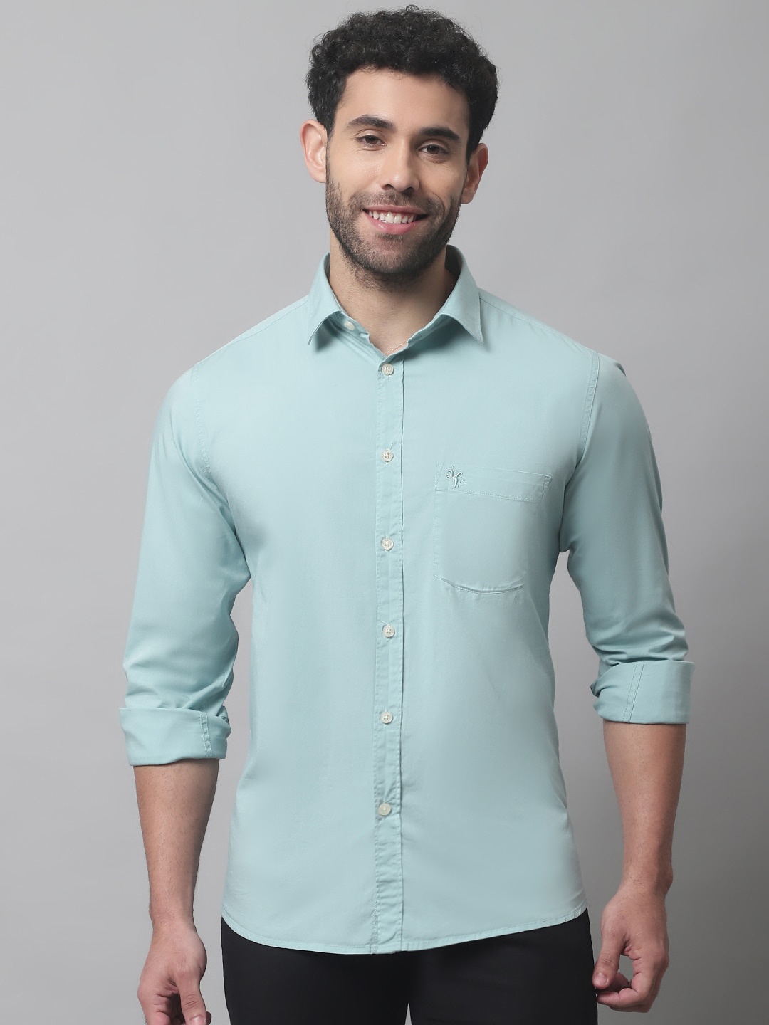 

Cantabil Men Cotton Casual Shirt, Green