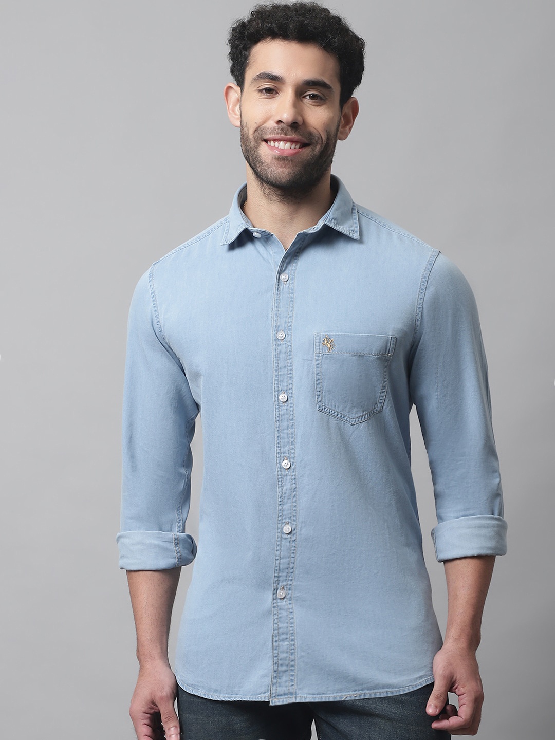 

Cantabil Men Denim Casual Shirt, Blue