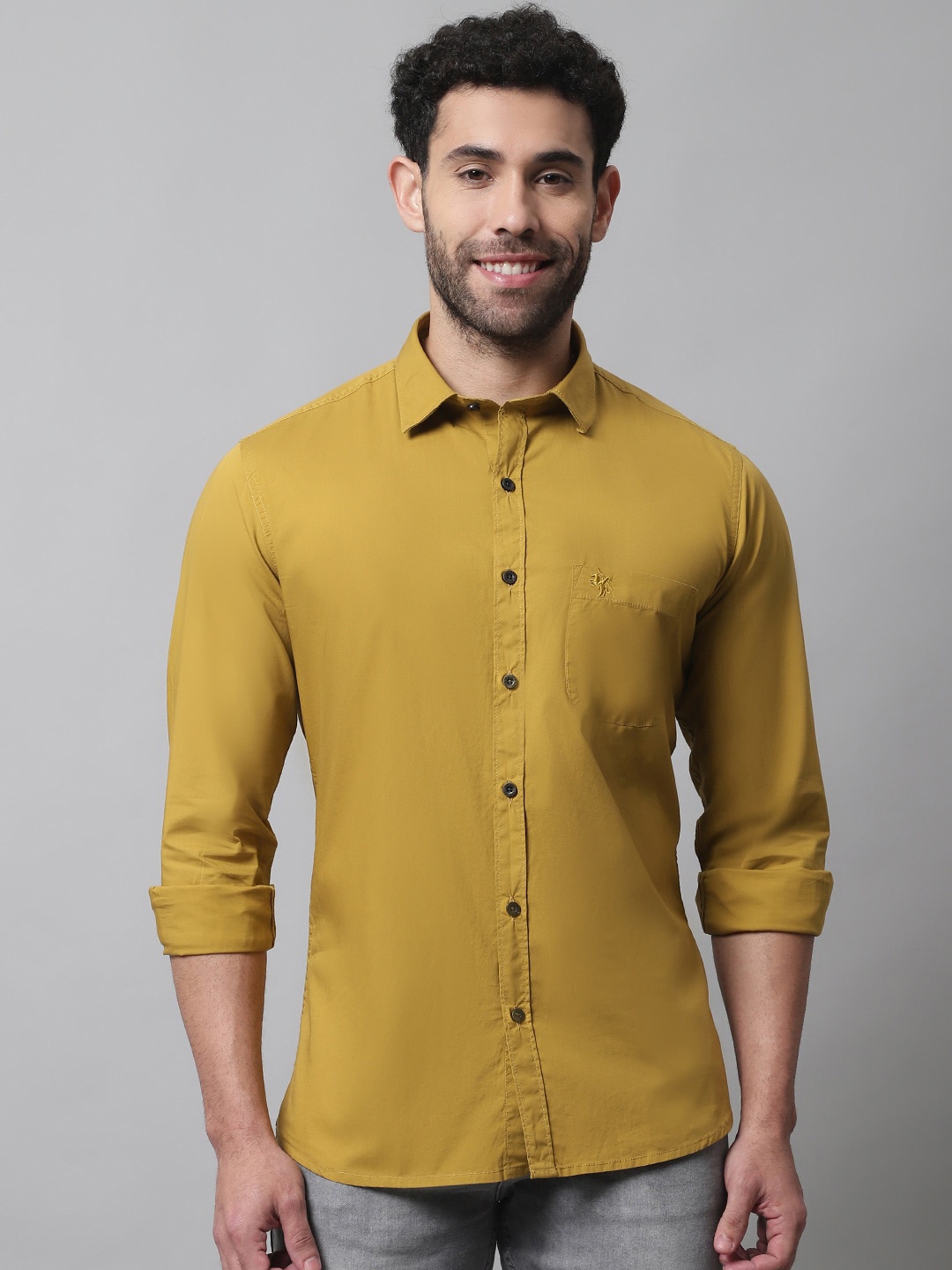 

Cantabil Men Cotton Casual Shirt, Mustard