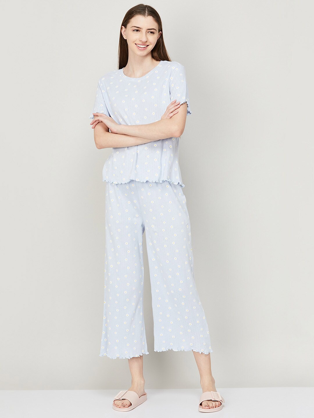 

Ginger by Lifestyle Women Printed Pure Cotton Night suit, Blue