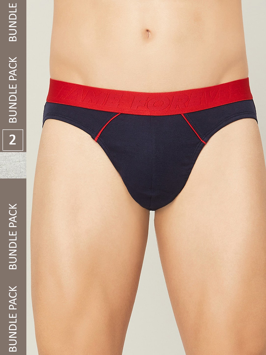 

Fame Forever by Lifestyle Men Pack of 2 Colourblocked Cotton Briefs, Grey