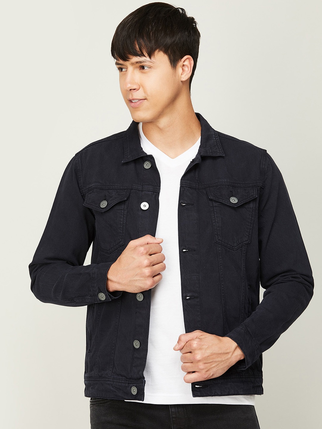 

Forca by Lifestyle Men Cotton Lightweight Denim Jacket, Navy blue