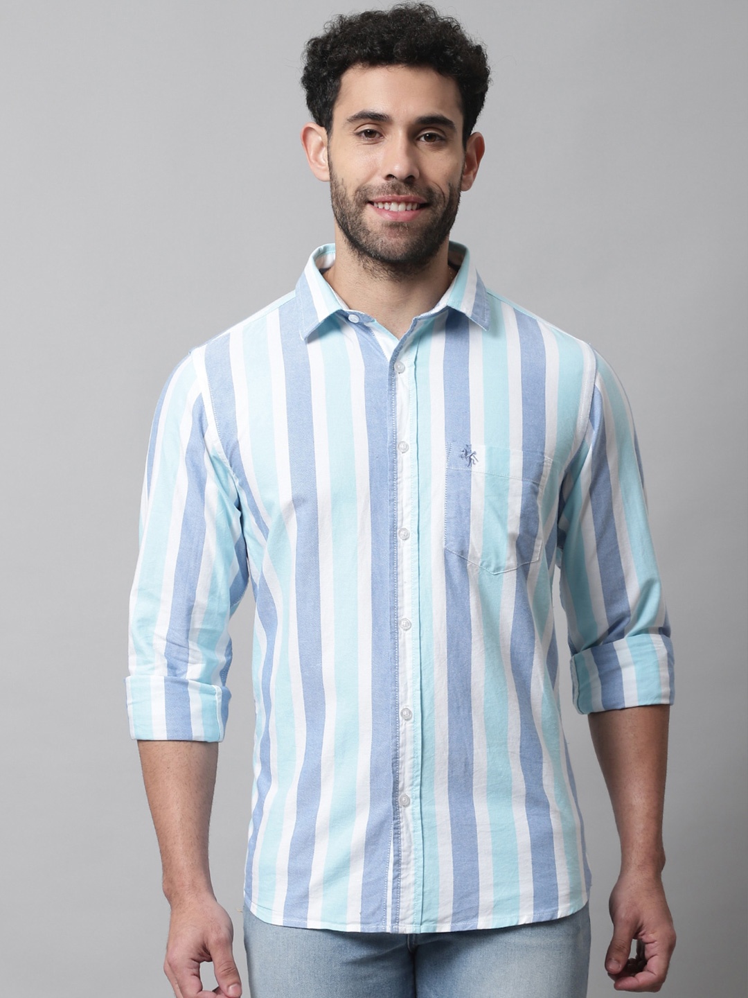 

Cantabil Men Striped Casual Shirt, Blue