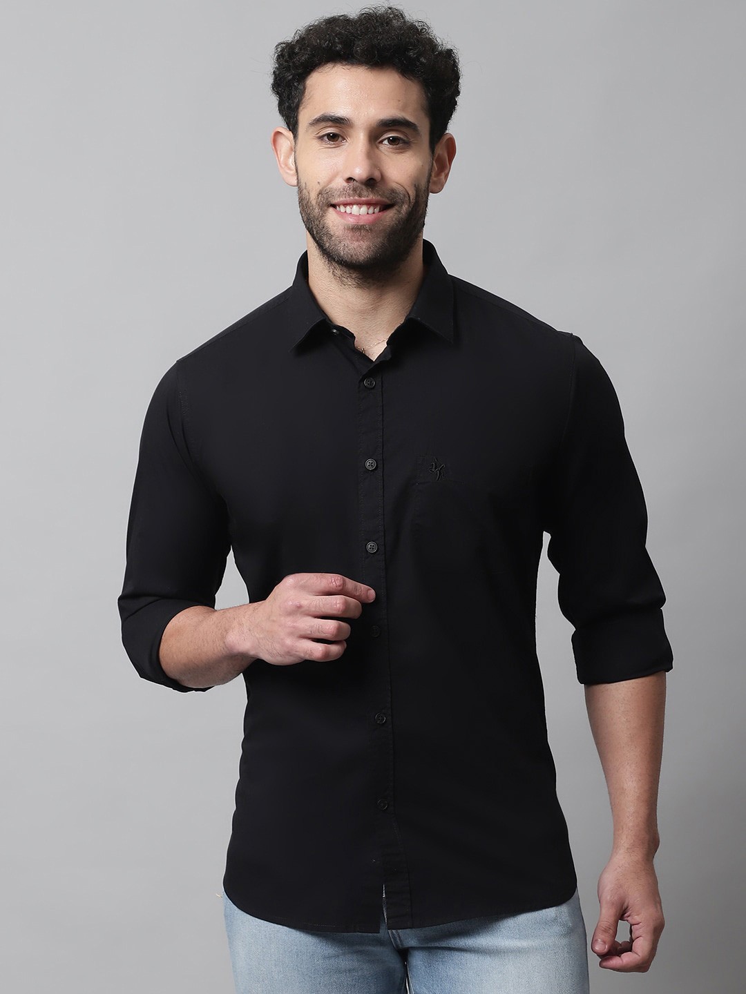 

Cantabil Men Cotton Casual Shirt, Black