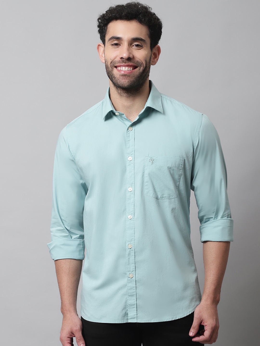 

Cantabil Men Cotton Casual Shirt, Green