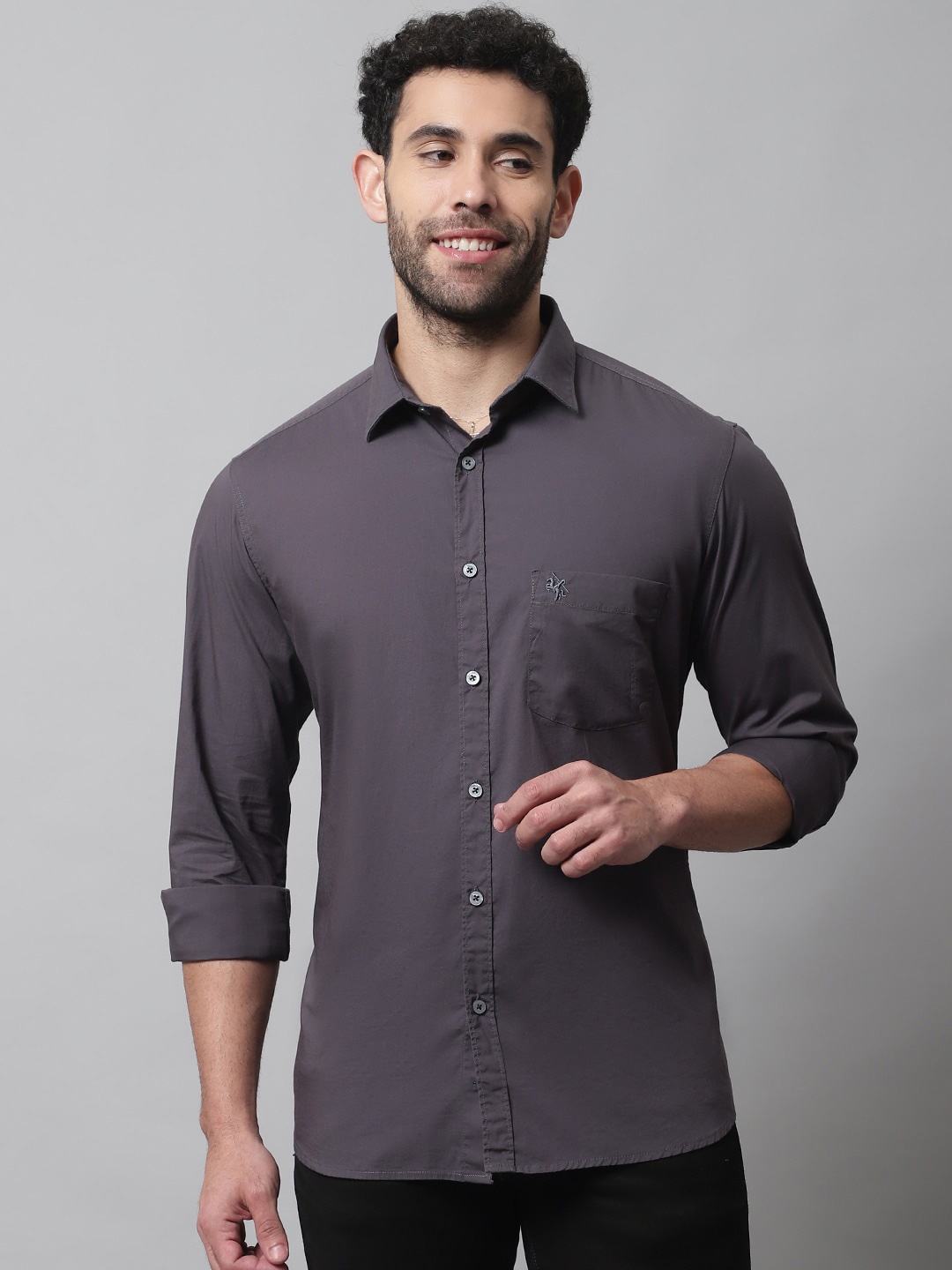 

Cantabil Men Cotton Casual Shirt, Grey