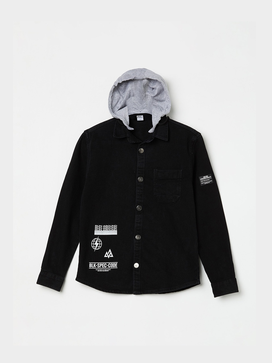 

Fame Forever by Lifestyle Boys Typography Lightweight Denim Jacket, Black