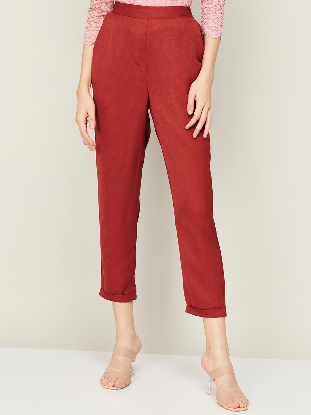 

CODE by Lifestyle Women Regular Fit Mid Rise Trousers, Rust