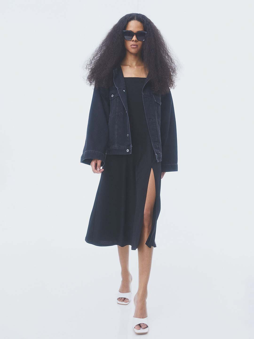 

H&M Women Square-Neck Jersey Dress, Black