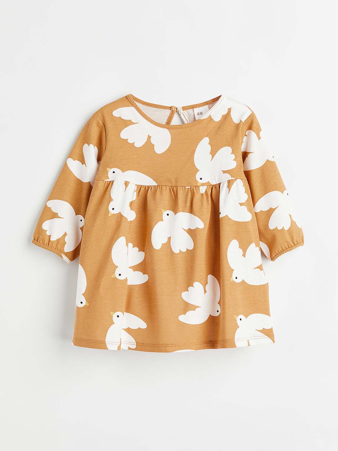 

H&M Girls Patterned Cotton Jersey Dress, Mustard