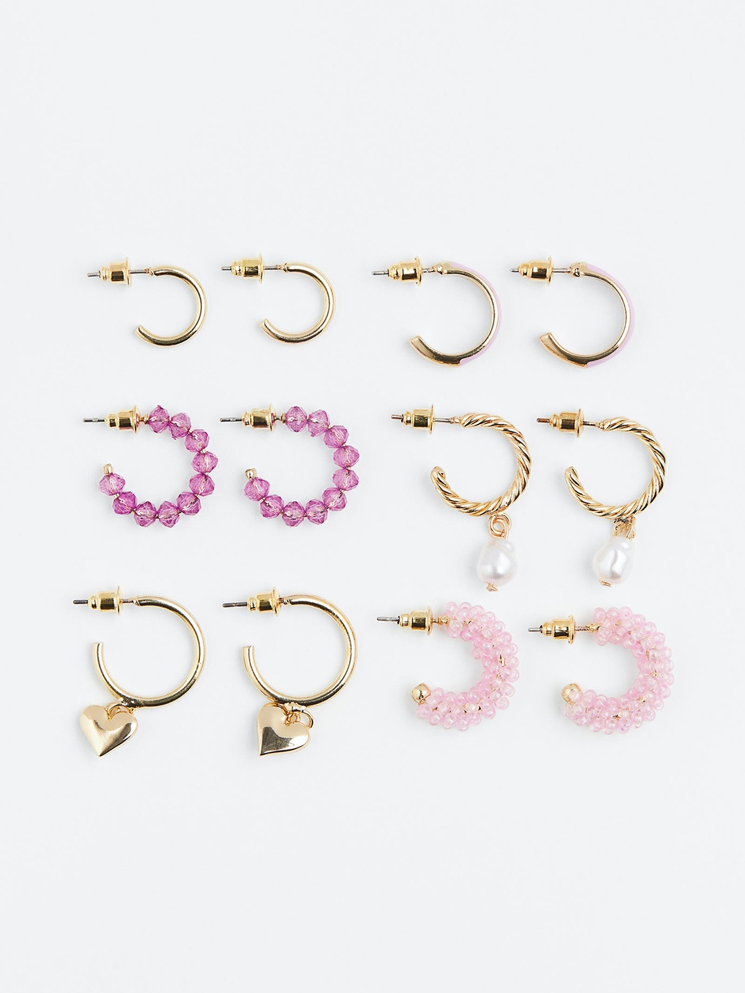 

H&M 6 Pairs Hoop Earrings, Gold