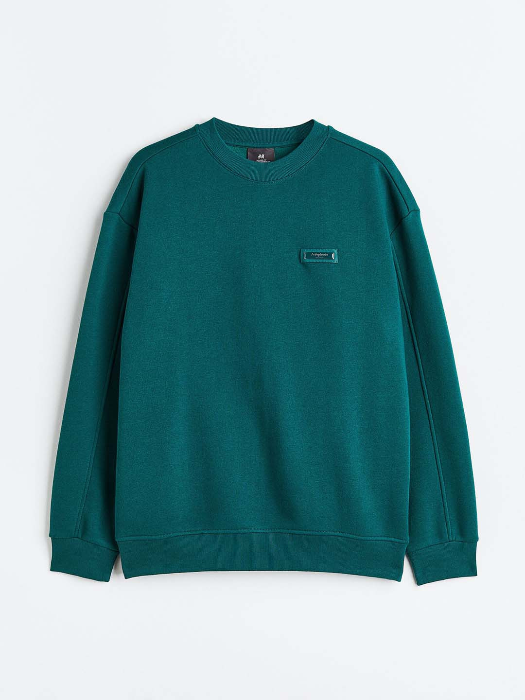 

H&M Men Relaxed Fit Appliqued Sweatshirt, Turquoise blue