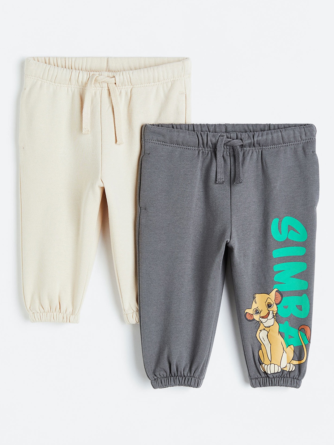 

H&M Boys 2-Pack Printed Joggers, Beige