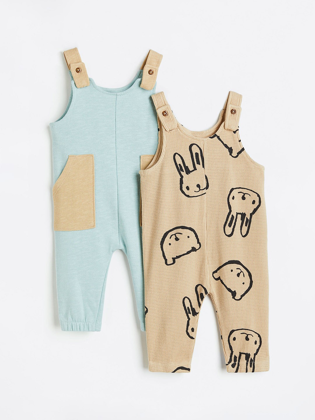 

H&M Boys 2-Pack Cotton Dungarees, Beige