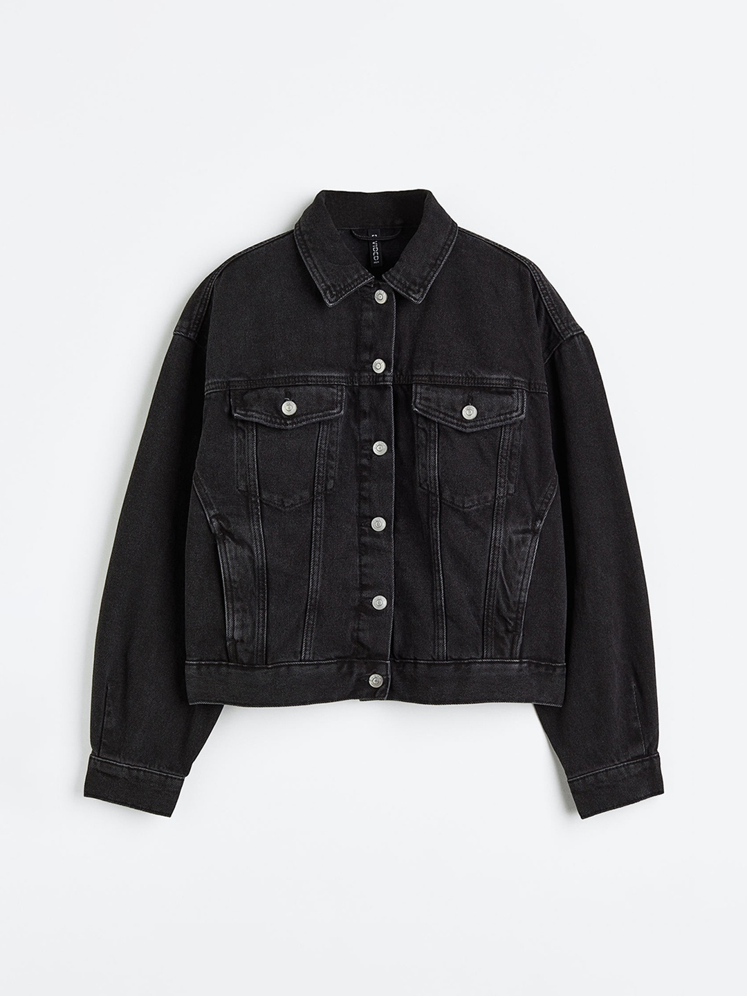 

H&M Pure Cotton Denim Jacket, Black