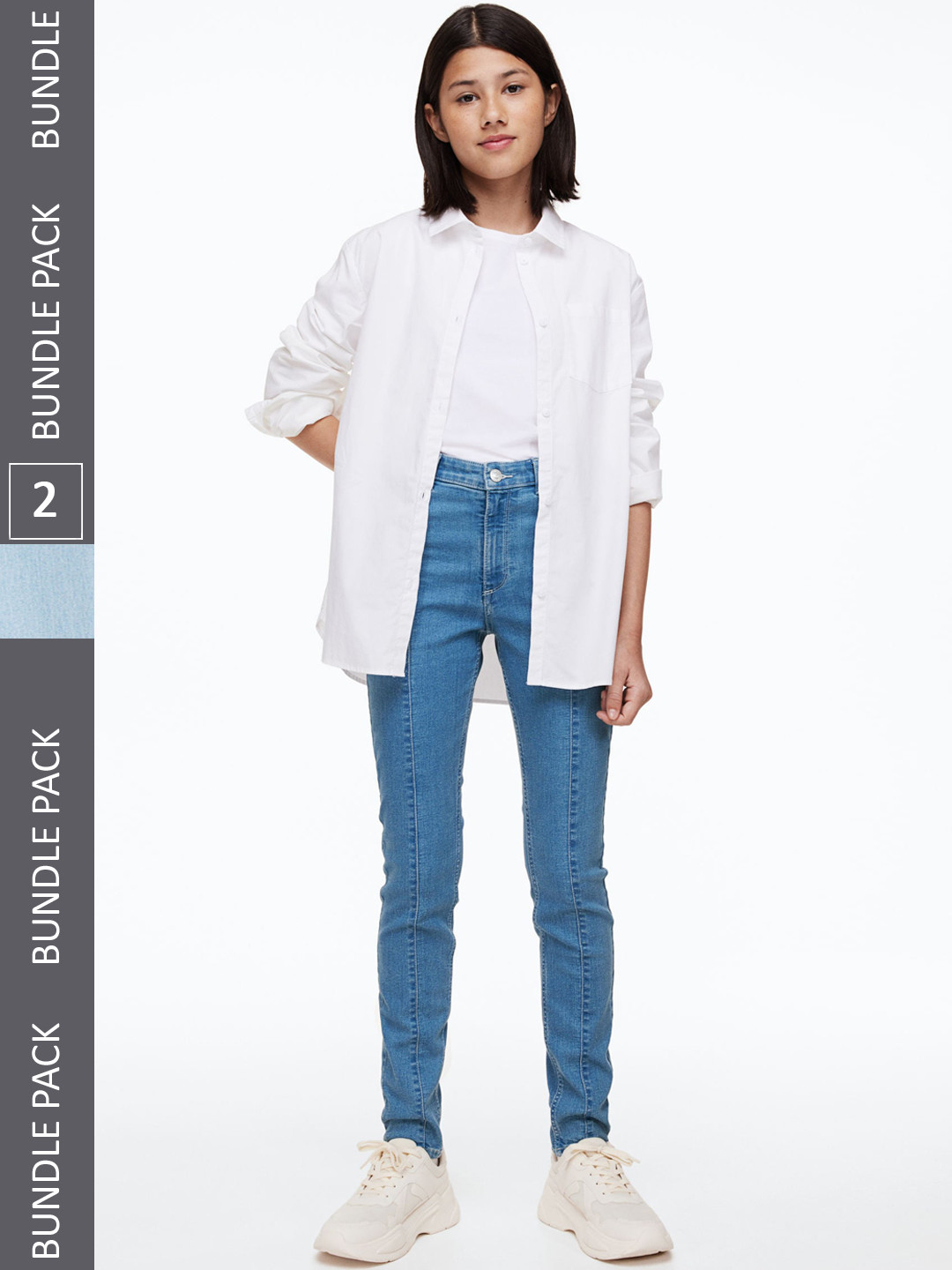 

H&M Girls 2-Pack Skinny Fit Jeans, Blue